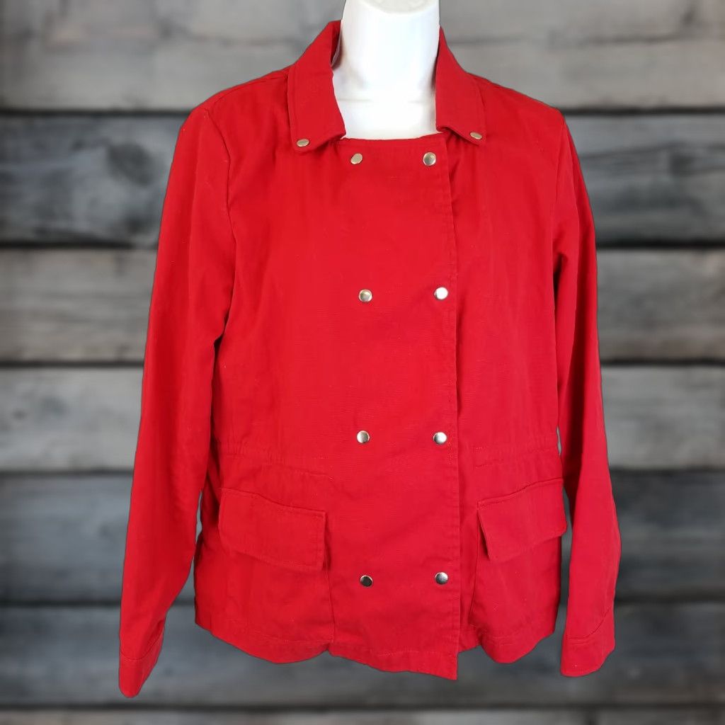 Market Market & Spruce Jacket Women M Red Cotton Snap Closure Vintage? No. Suva Cargo Jacket Medium Red Cotton Snap Closure Fashion Coat Size M / US 6-8 / IT 42-44 - 1 Thumbnail