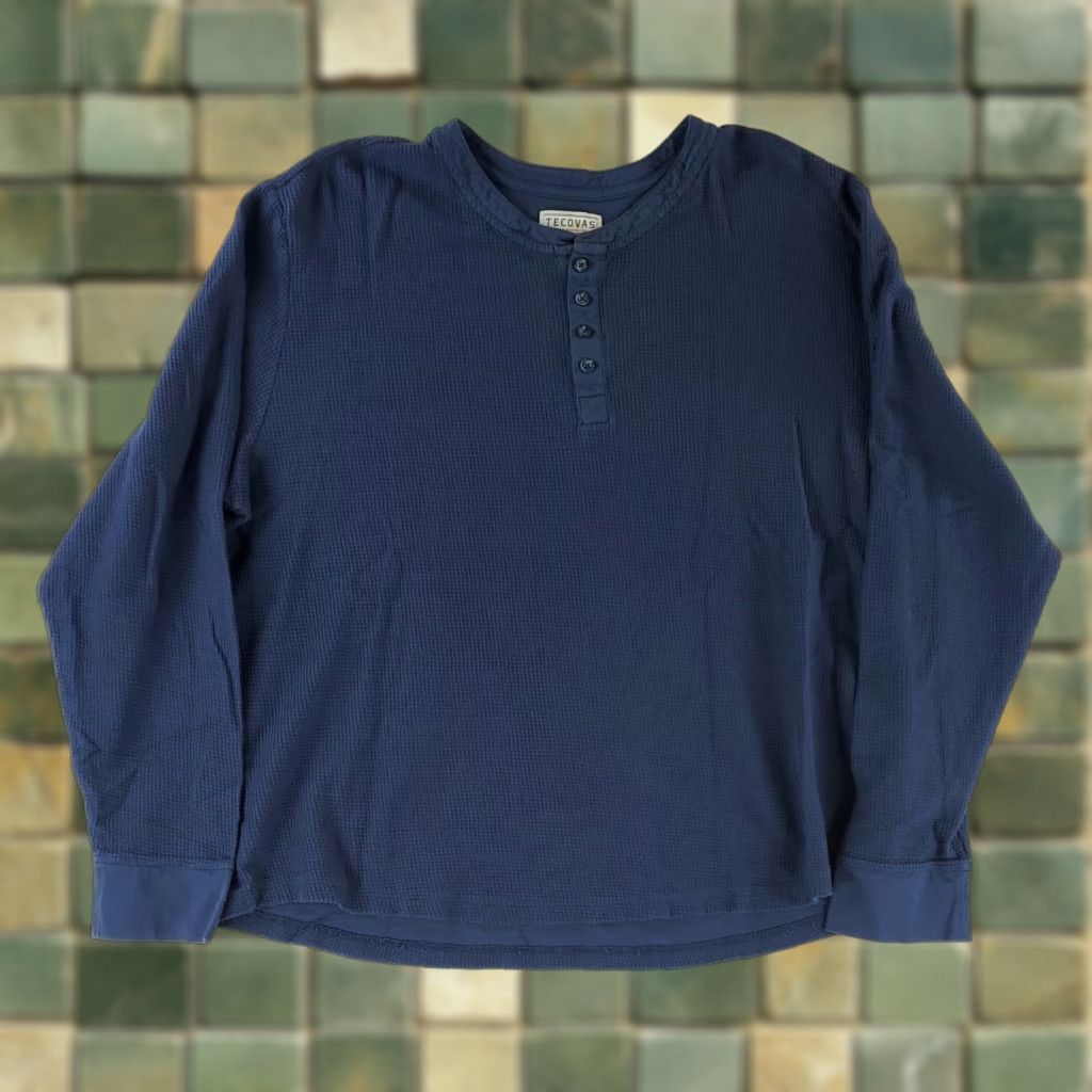 Tecovas Tecovas Shirt Thermal Henley Long Sleeve Blue XL Mens Size US XL / EU 56 / 4 - 1 Thumbnail
