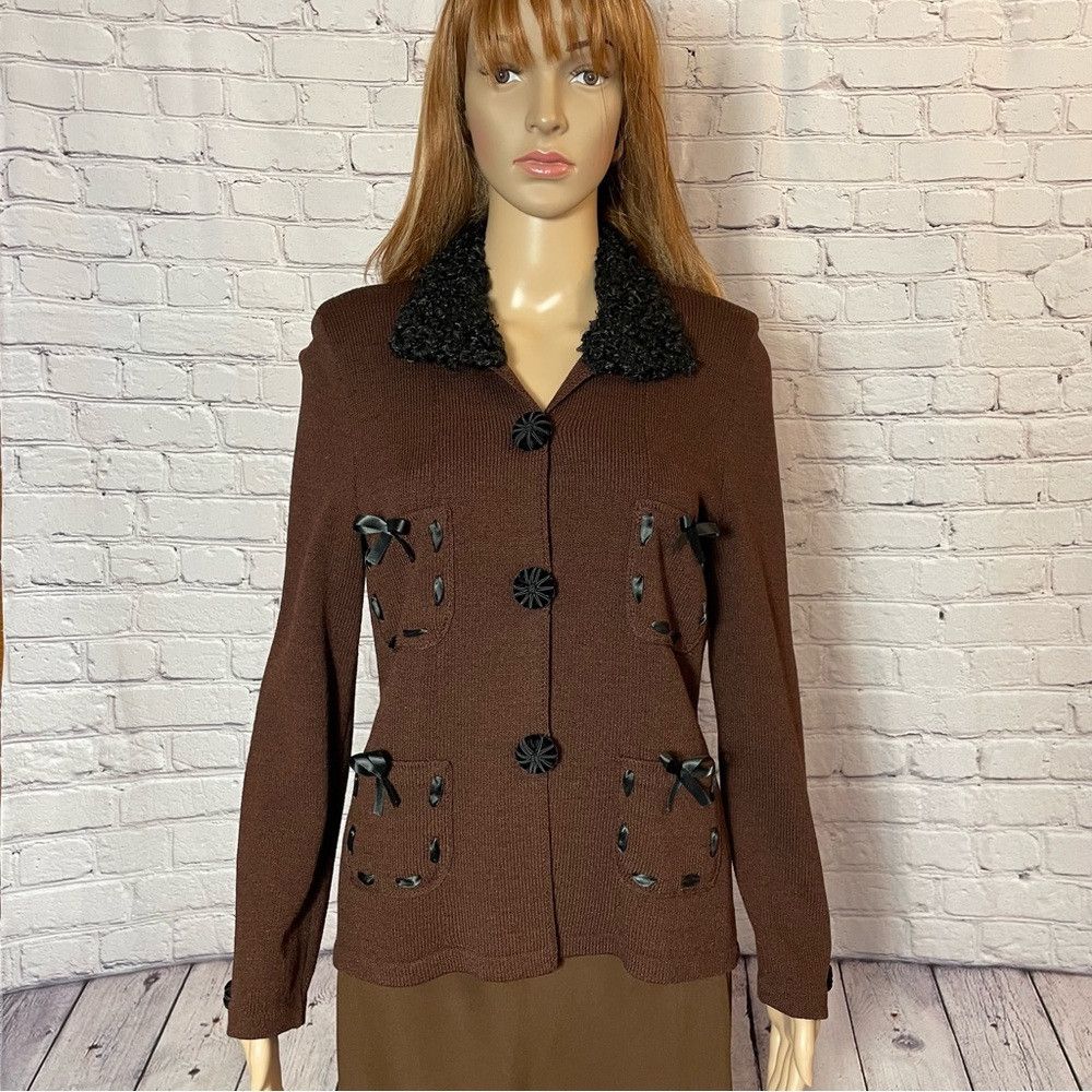 Other New Vintage Jules of Margate Brown Knit Cardigan Jacket Siz Size S / US 4 / IT 40 - 1 Thumbnail