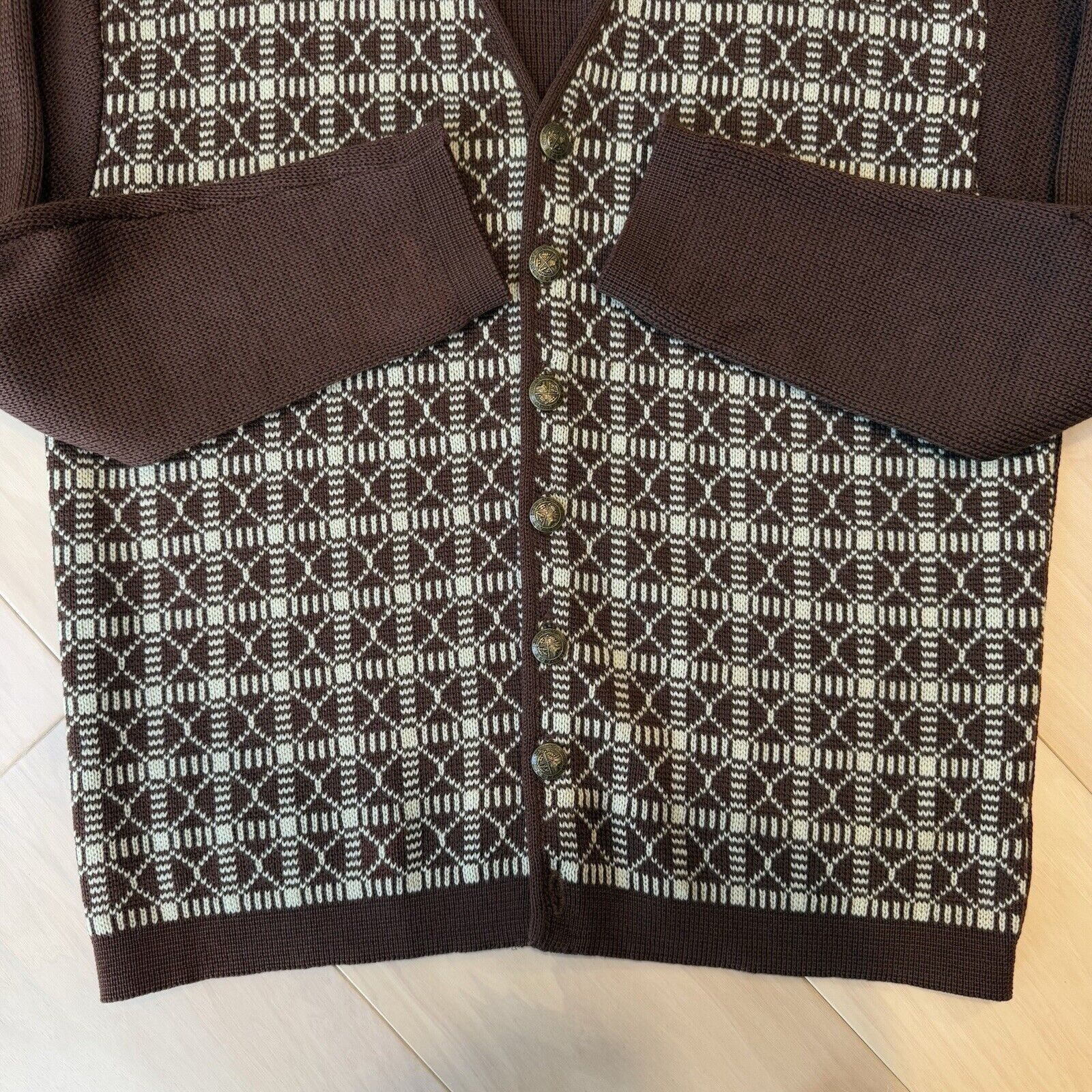 Vintage Vintage Kaso Knit Cardigan Women's L Brown Argyle Worsted Size L / US 10 / IT 46 - 5 Thumbnail