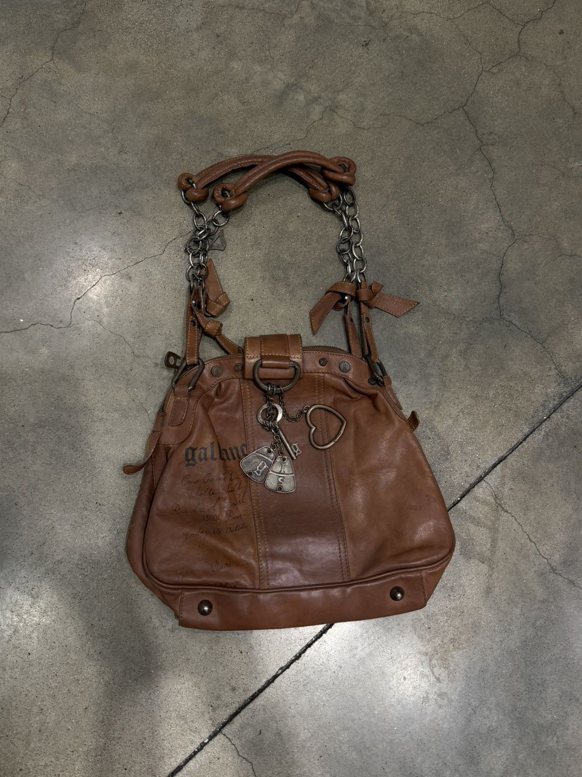【希少】galliano leather bag hand chain John Galliano Galliano Black Leather Chains Bag | Grailed