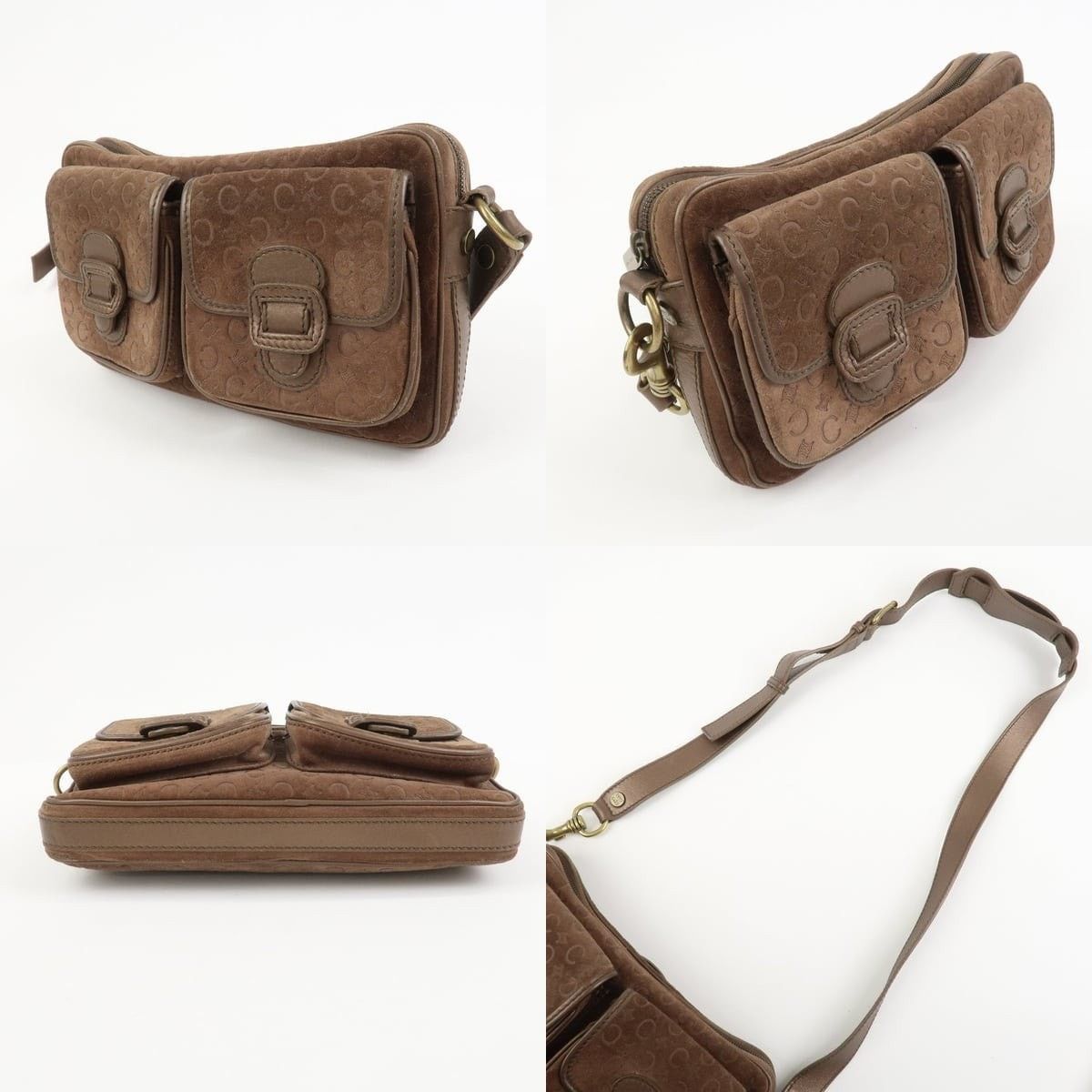 Celine Celine Macadam Suede Leather Crossbody Bag Brown Size ONE SIZE - 3 Thumbnail