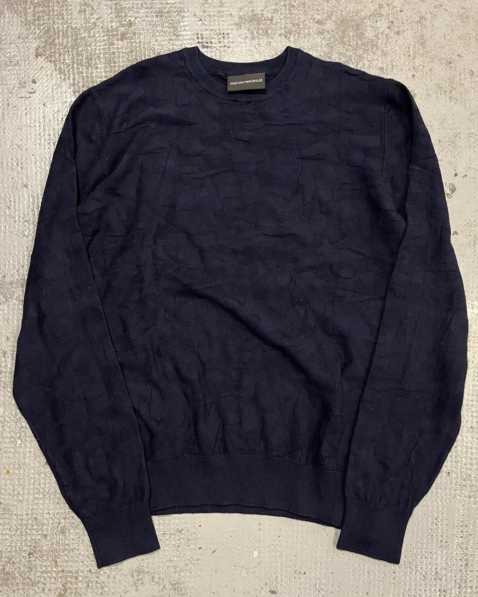 Emporio Armani Emporio Armani Navy Textured Sweater Size S / US 4 / IT 40 - 1 Thumbnail
