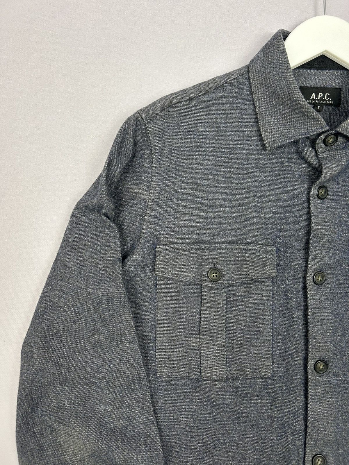 A.P.C. × Vintage A.P.C. Grey Structured Wool Cotton Shirt Size S Size US S / EU 44-46 / 1 - 7 Thumbnail