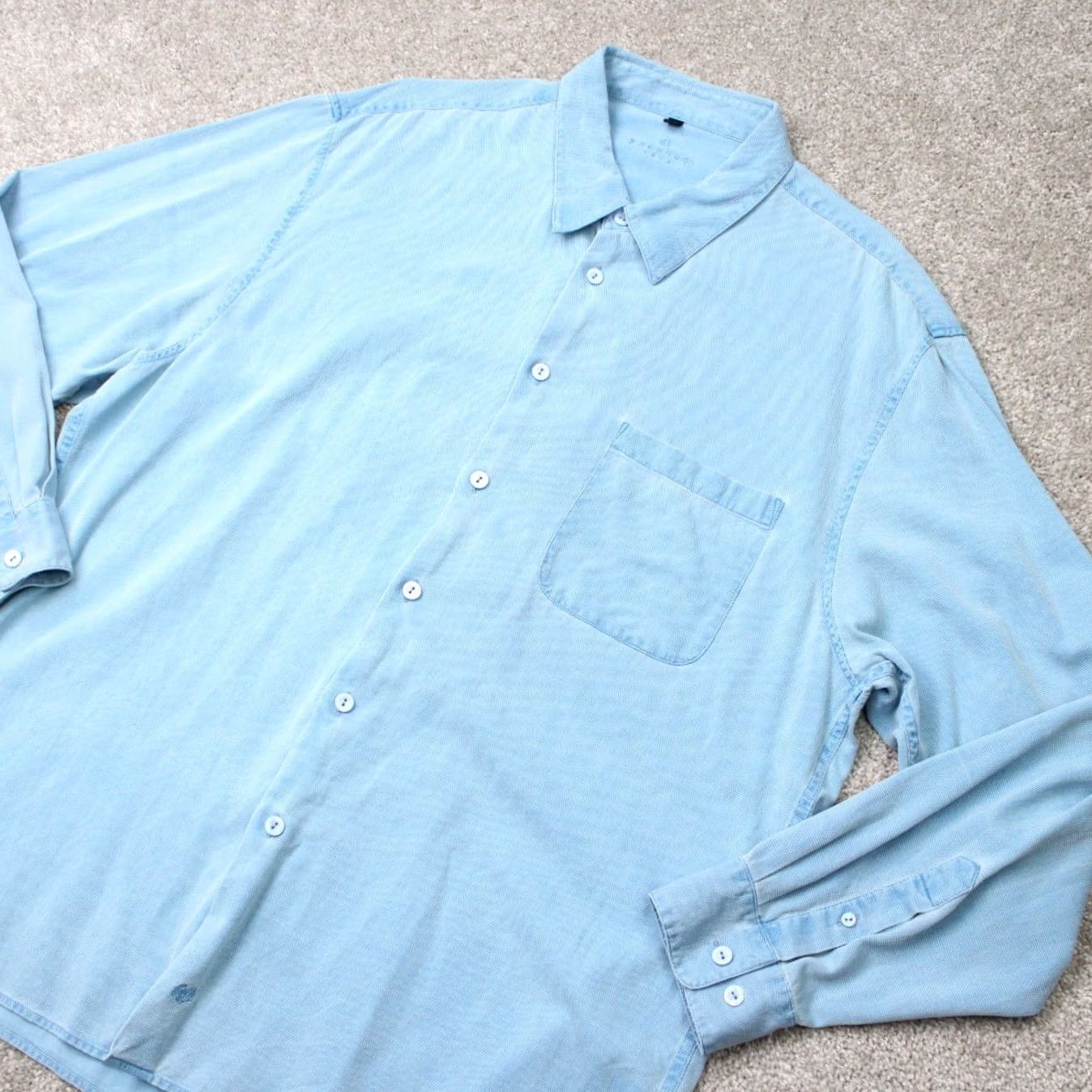 BUGATCHI Bugatchi Uomo Shirt Mens 2XL Blue Silk/Cotton Button-Down Long Sleeve Size US XXL / EU 58 / 5 - 3 Thumbnail