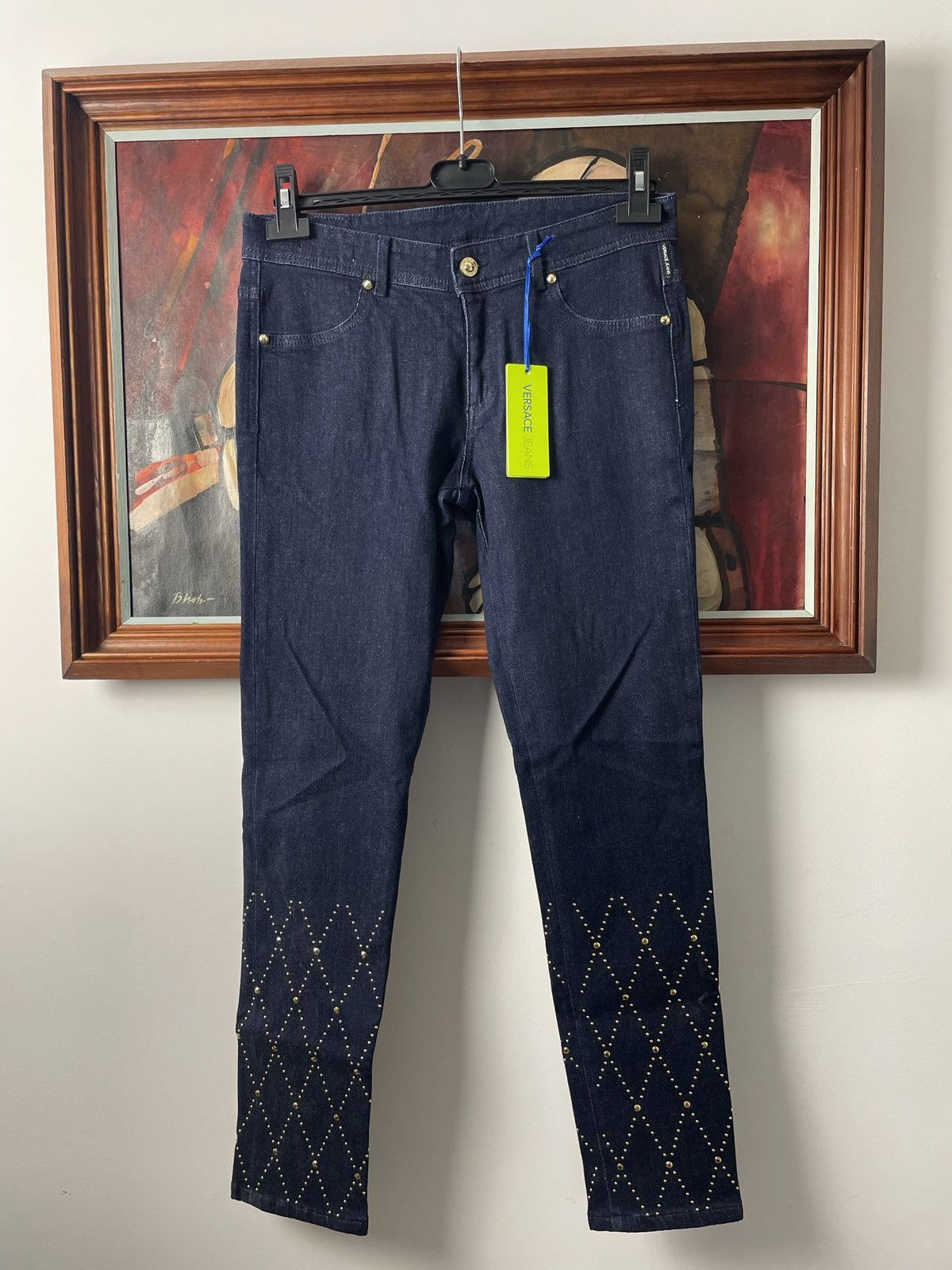 Image of Versace x Versace Jeans Couture Vintage Y2K Era Denim Skinny Jeans in Indigo, Women's (Size 30)