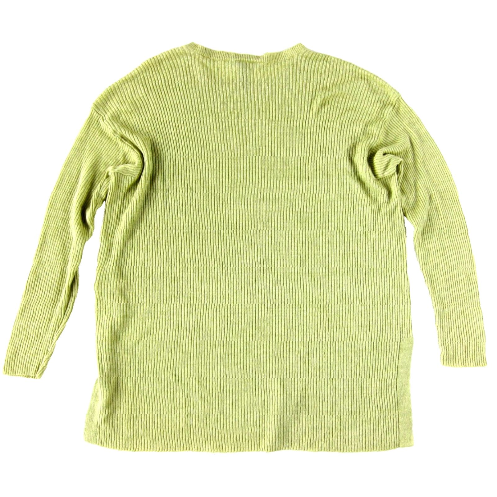 Eileen Fisher Eileen Fisher Organic Linen Lime Green Ribbed Crew Neck Sweater Women S Small Oversized Linen Green Crew Neck Knit Pullover Size S / US 4 / IT 40 - 2 Thumbnail
