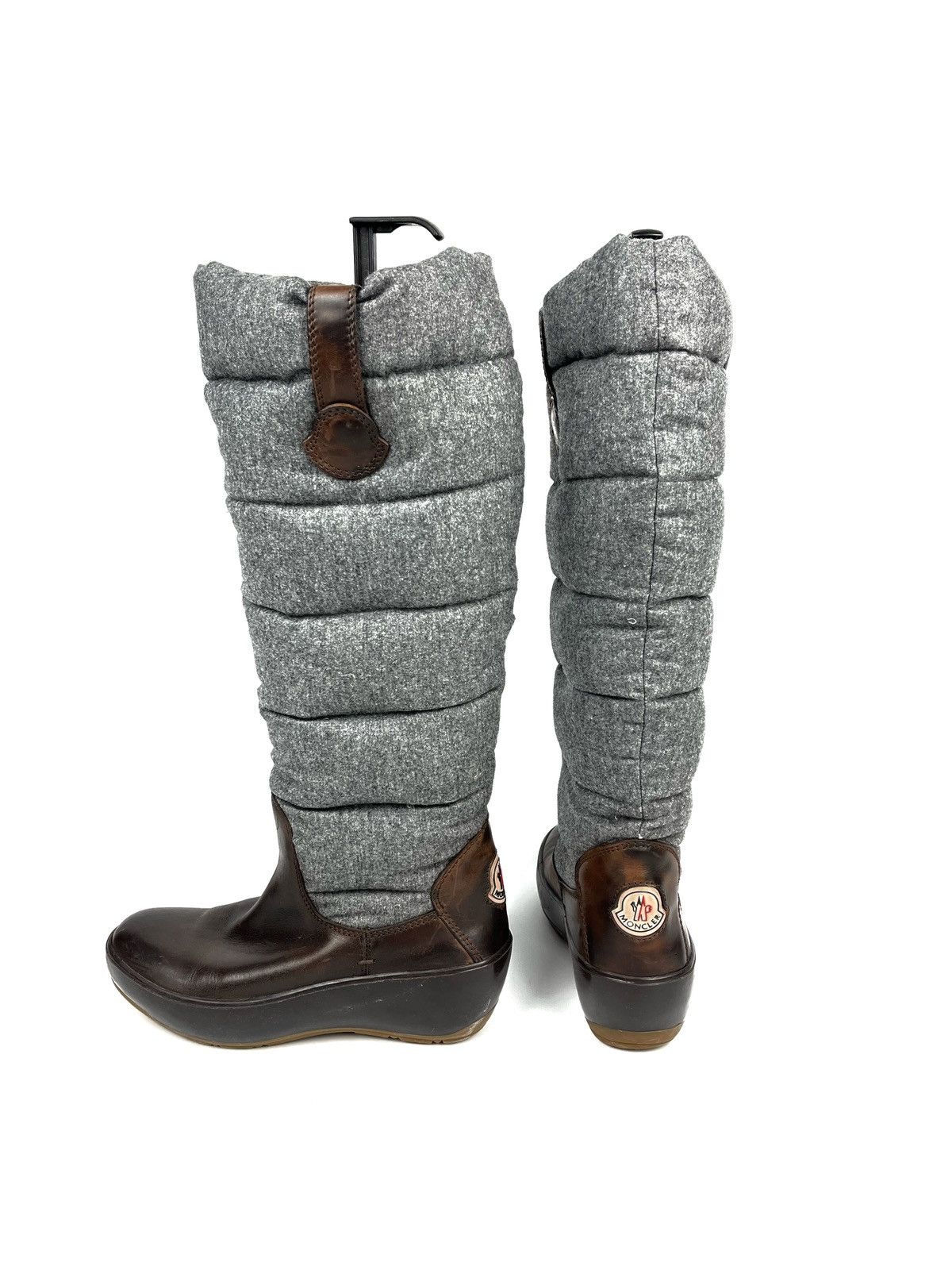 Moncler Moncler women puffer winter wedge boots high shoes Size US 7 / IT 37 - 1 Thumbnail