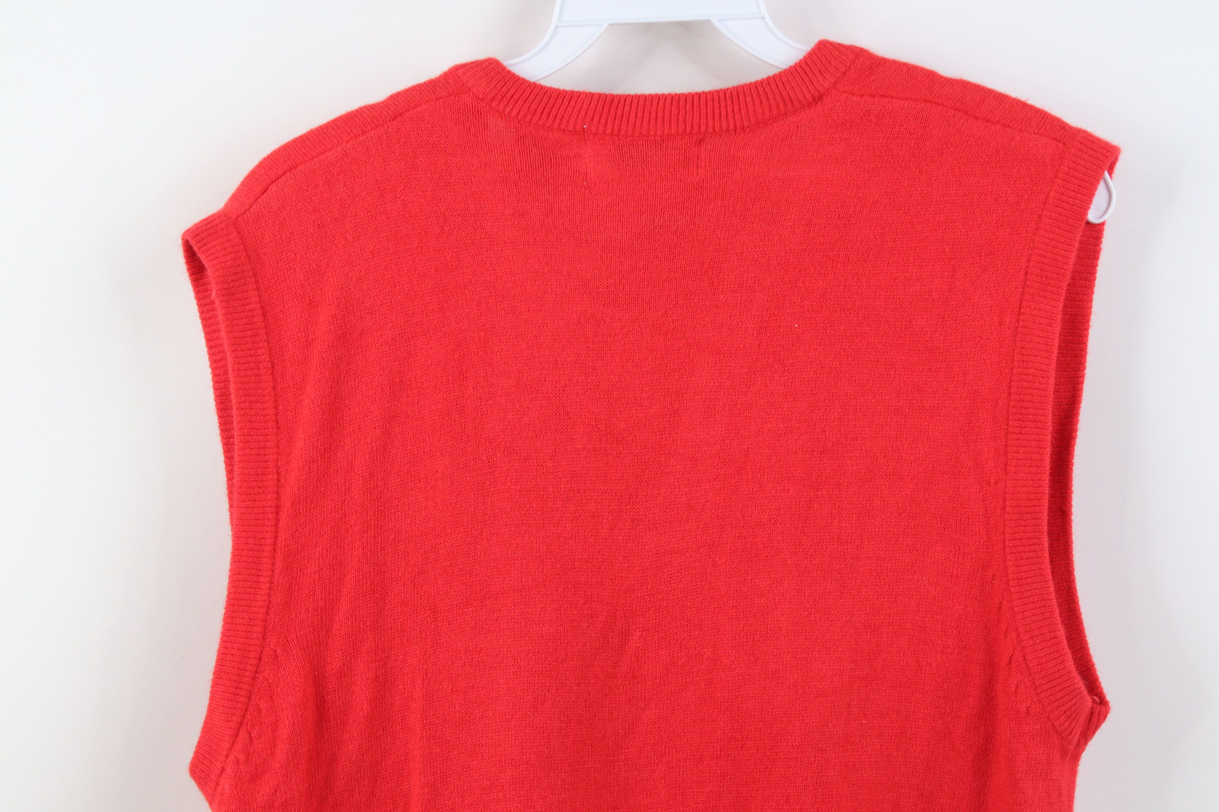 Vintage Deadstock Vintage 70s Soft Knit V-Neck Sweater Vest Red Size M / US 6-8 / IT 42-44 - 10 Thumbnail