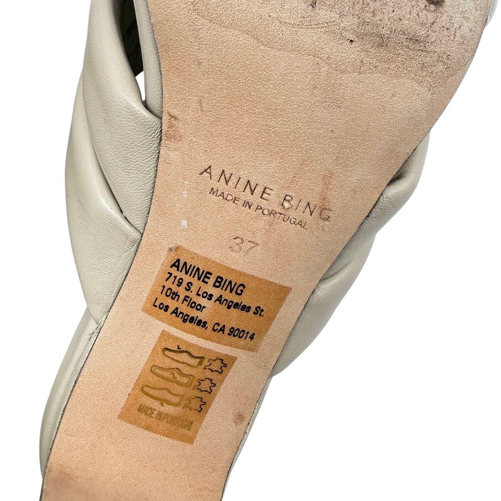 Anine Bing ANINE BING Leather Crossover Strap Mule Heels 'Cade' Beige Size US 7 / IT 37 - 8 Thumbnail