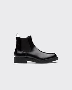 Prada black outlet leather chelsea boots