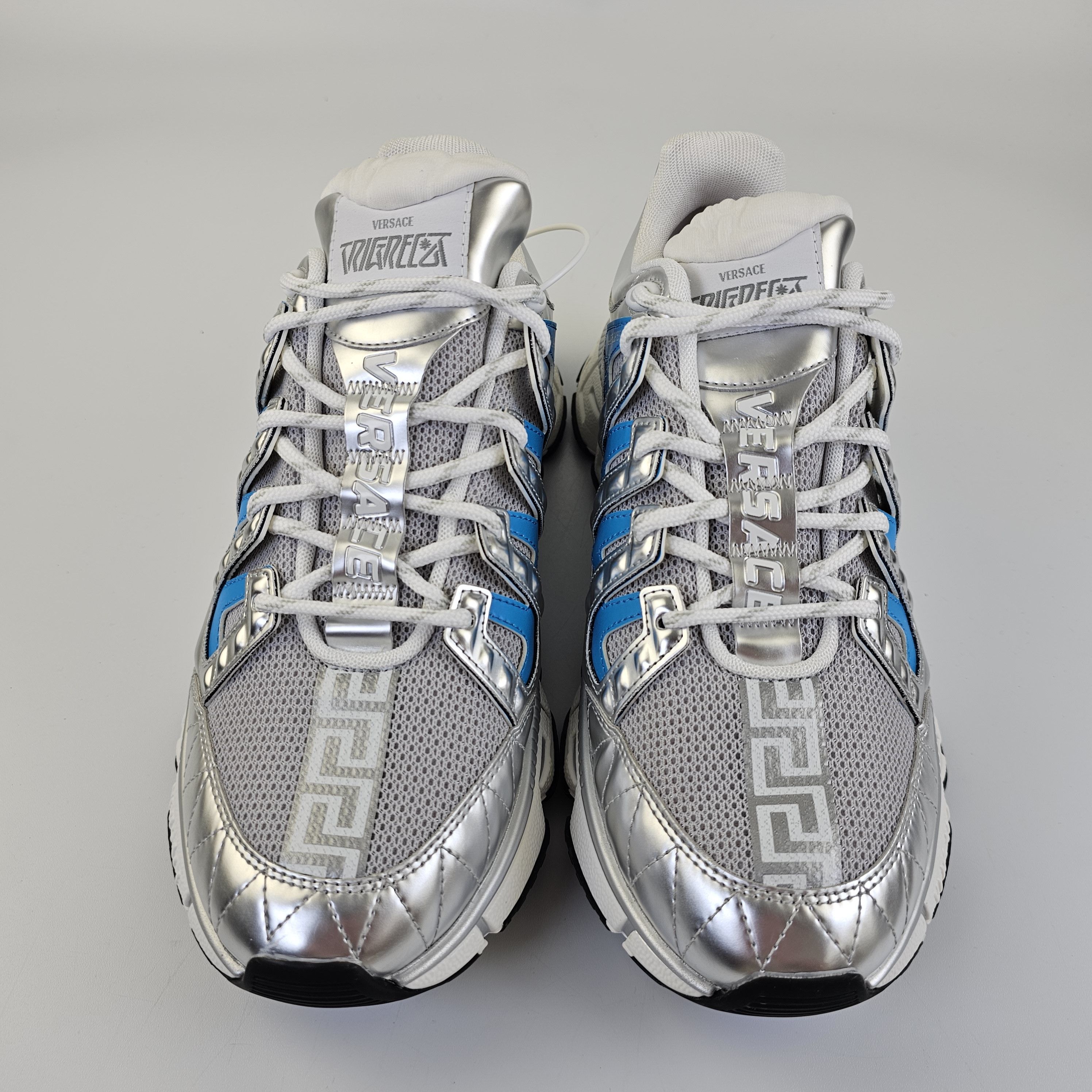 Versace Versace Men's Trigreca Silver/Blue Sneakers New Size US 10 / EU 43 - 6 Thumbnail