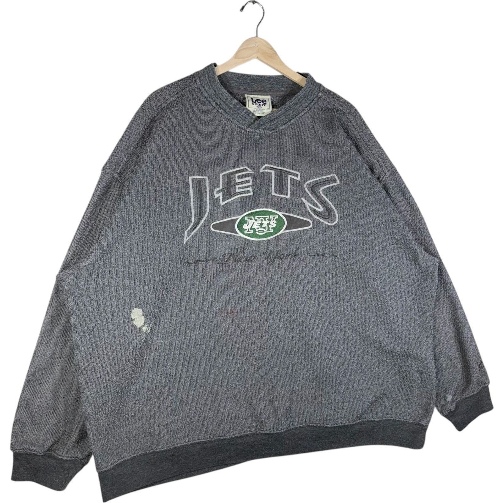 Lee Vintage Lee NY Jets Spellout Embroidered NFL Crewneck 2XL Size US XXL / EU 58 / 5 - 4 Thumbnail