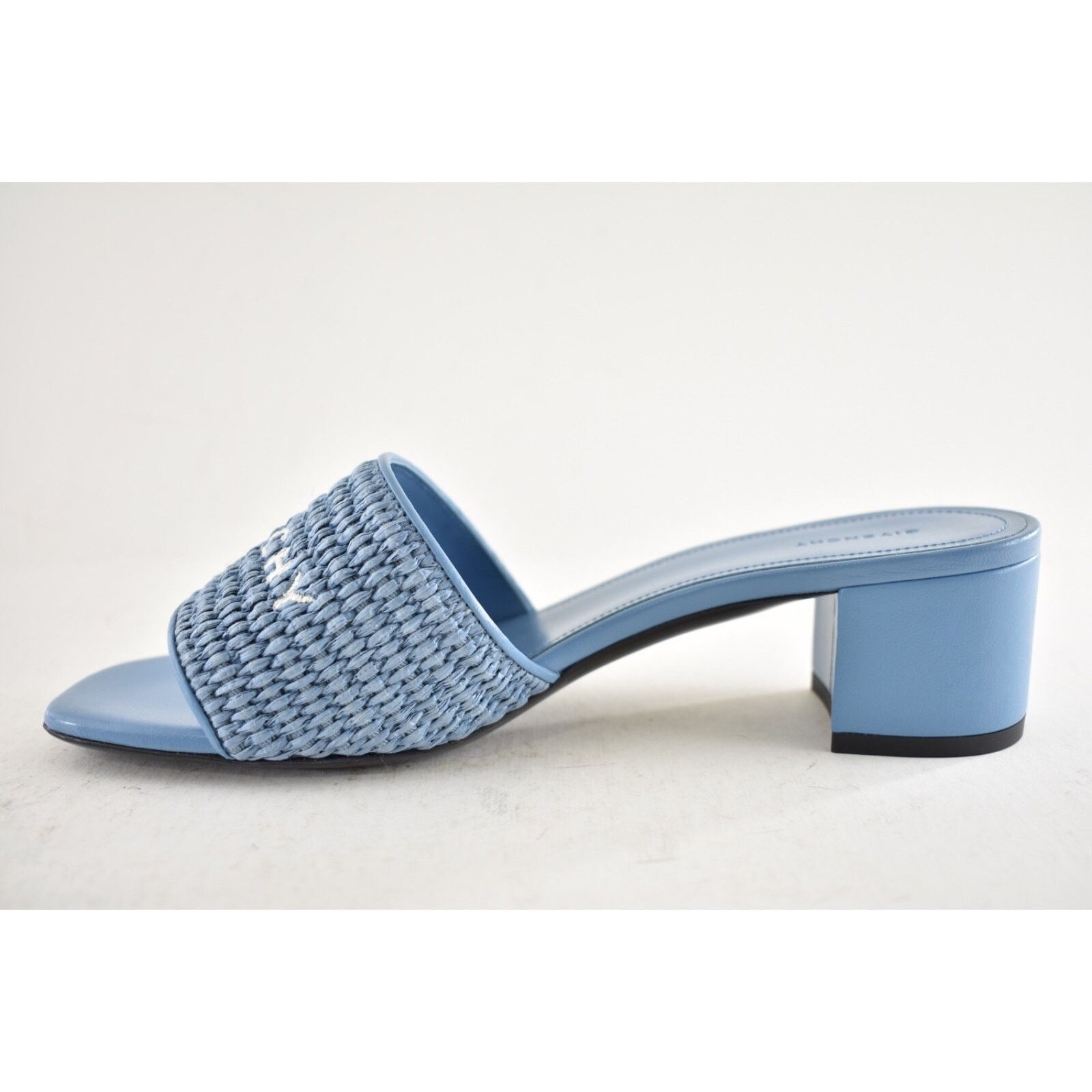 Givenchy 4G Denim Raffia Leather Slide On Mule Block Heel Sandal 37 Size US 7 / IT 37 - 12 Thumbnail