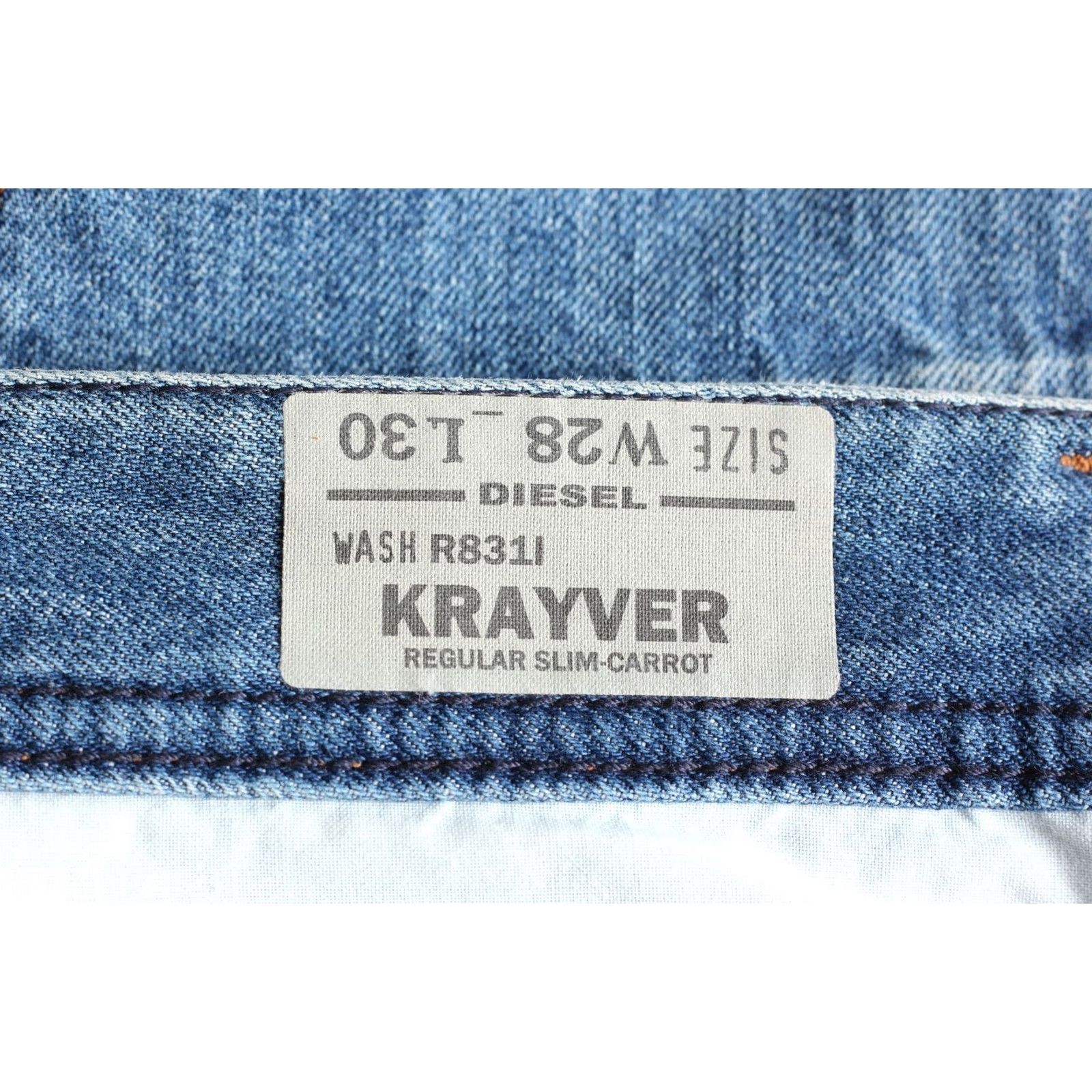 Diesel DIESEL KRAYVER R831I Jeans Men Slim Carrot W28 L30 Regular Distressed 5-Pocket Denim Blue XS? Size US 28 / EU 44 - 7 Thumbnail
