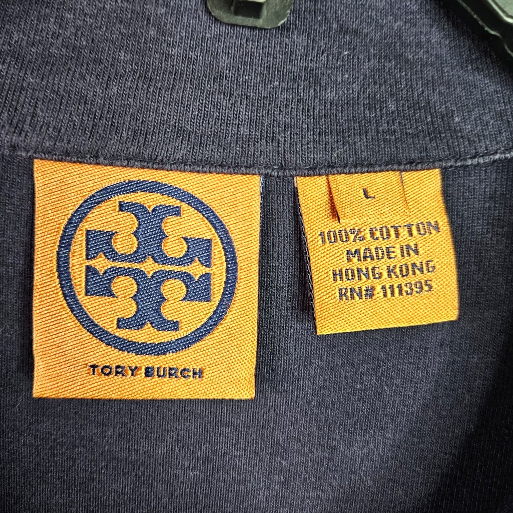 Tory Burch Tory Burch Women's Black Cotton 1/4 Button Up Collared 3/4 Sleeve Tee Size L Size L / US 10 / IT 46 - 4 Thumbnail