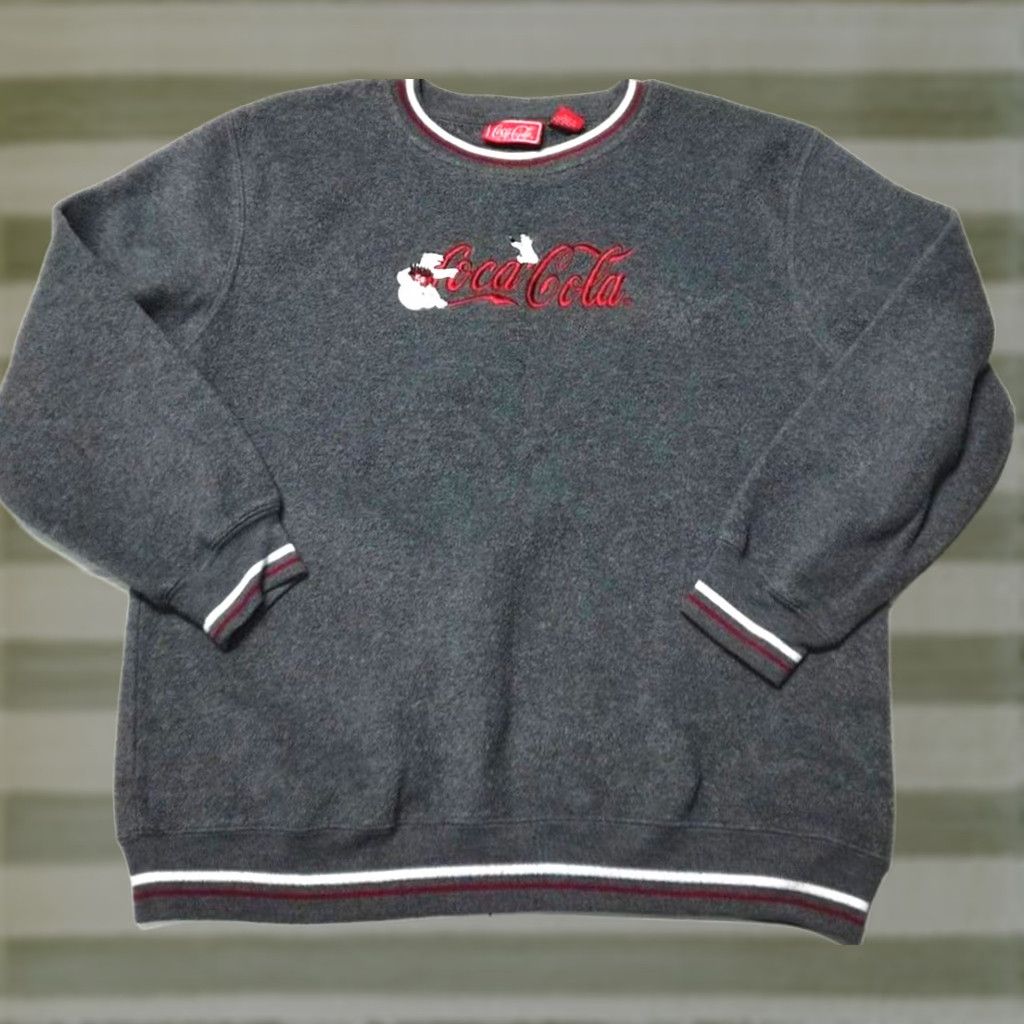 Vintage VINTAGE Coca-Cola Embroidered Polar Bears Sweatshirt Dark Grey Large Mens Regular Cotton Blend Sweatshirt 90s Embroidered Pullover Navy? Size US L / EU 52-54 / 3 - 1 Thumbnail
