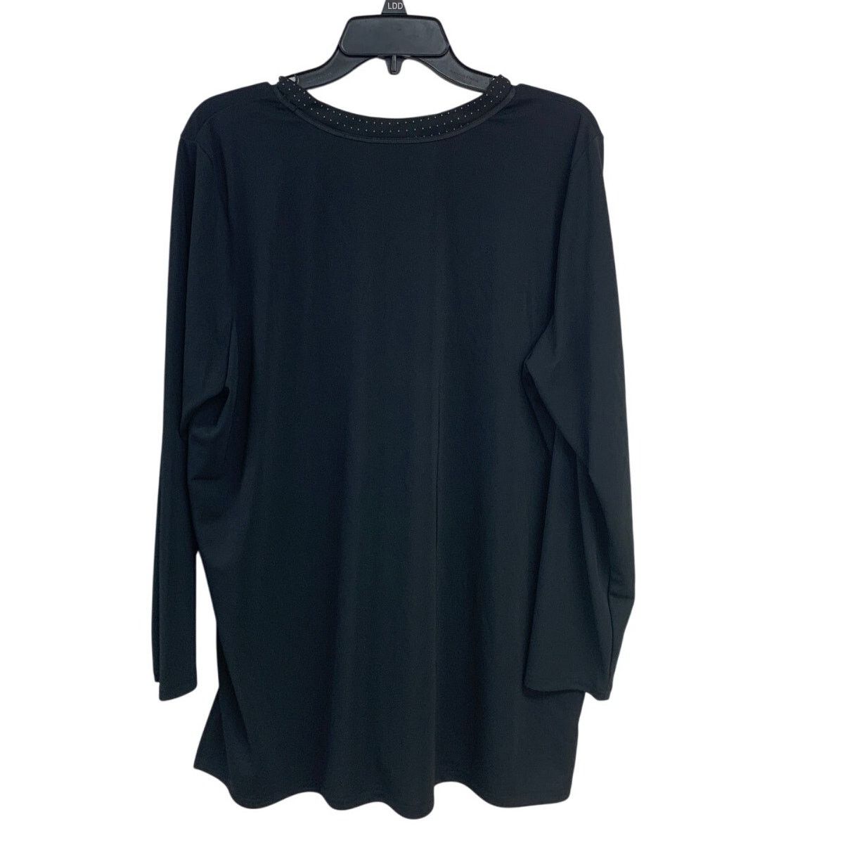 Liz Claiborne New Liz Claiborne Womens 1X Black Long Sleeve V Neck Top Size XL / US 12-14 / IT 48-50 - 3 Thumbnail