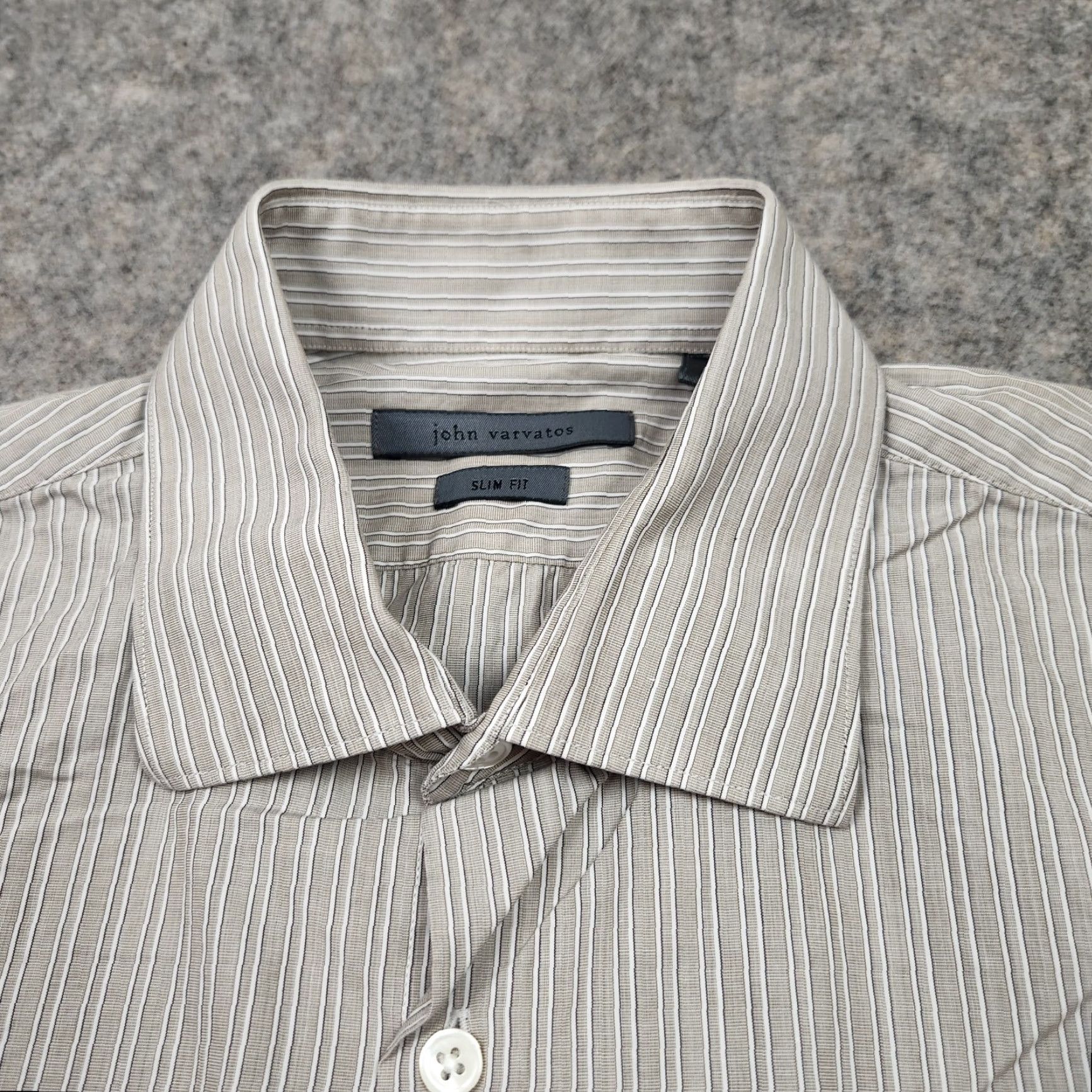 John Varvatos John Varvatos Shirt Mens Medium Gray Striped Long Sleeve Button Up Casual Dress Shirt Size US M / EU 48-50 / 2 - 2 Thumbnail