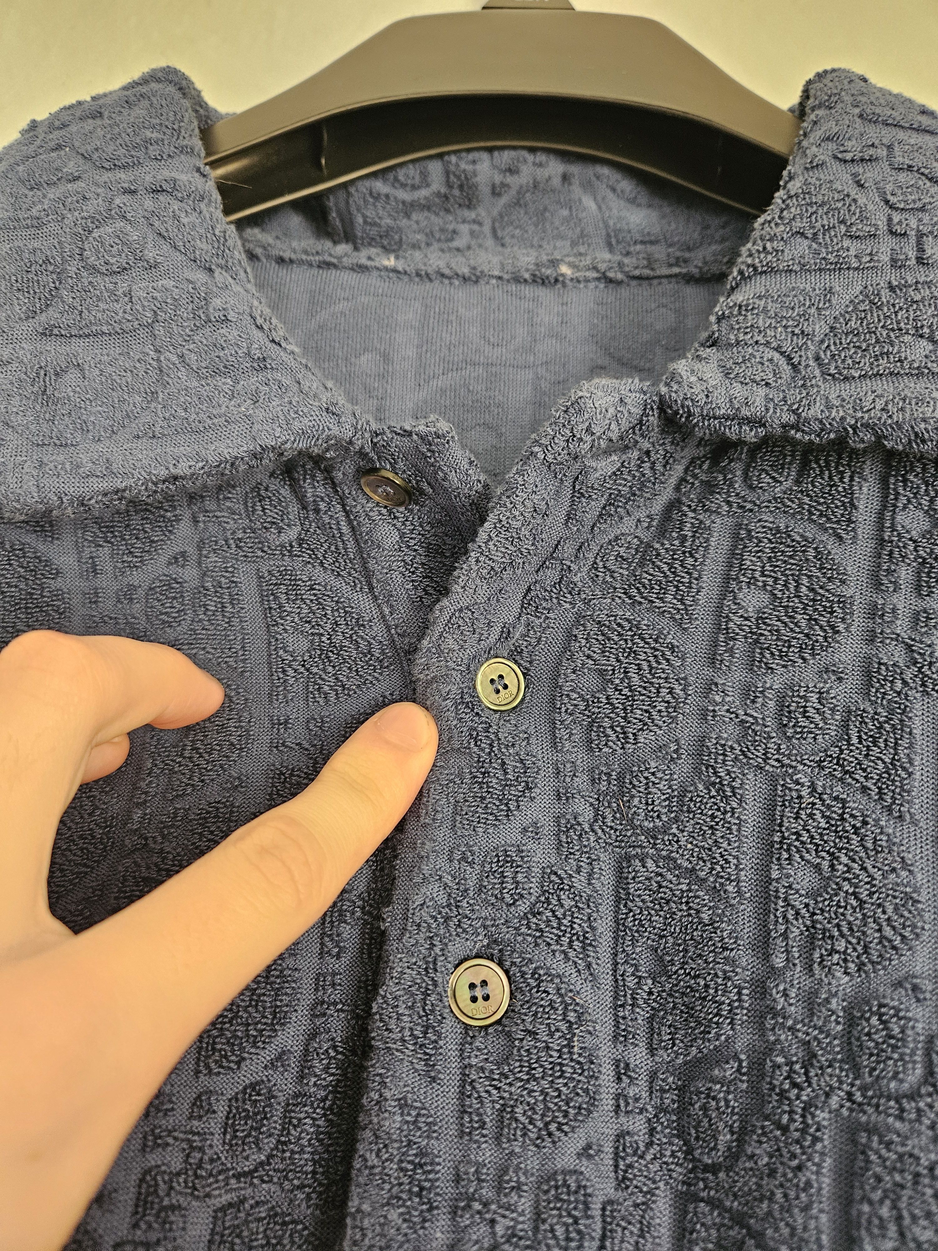 Dior Navy Blue Oblique Towel Polo Shirt Size US L / EU 52-54 / 3 - 3 Thumbnail
