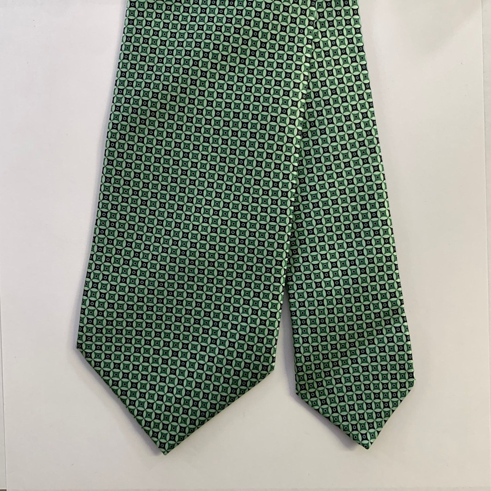 Dolcepunta DOLCEPUNTA Green Mint Geomatric Silk Tie Size ONE SIZE - 1 Thumbnail