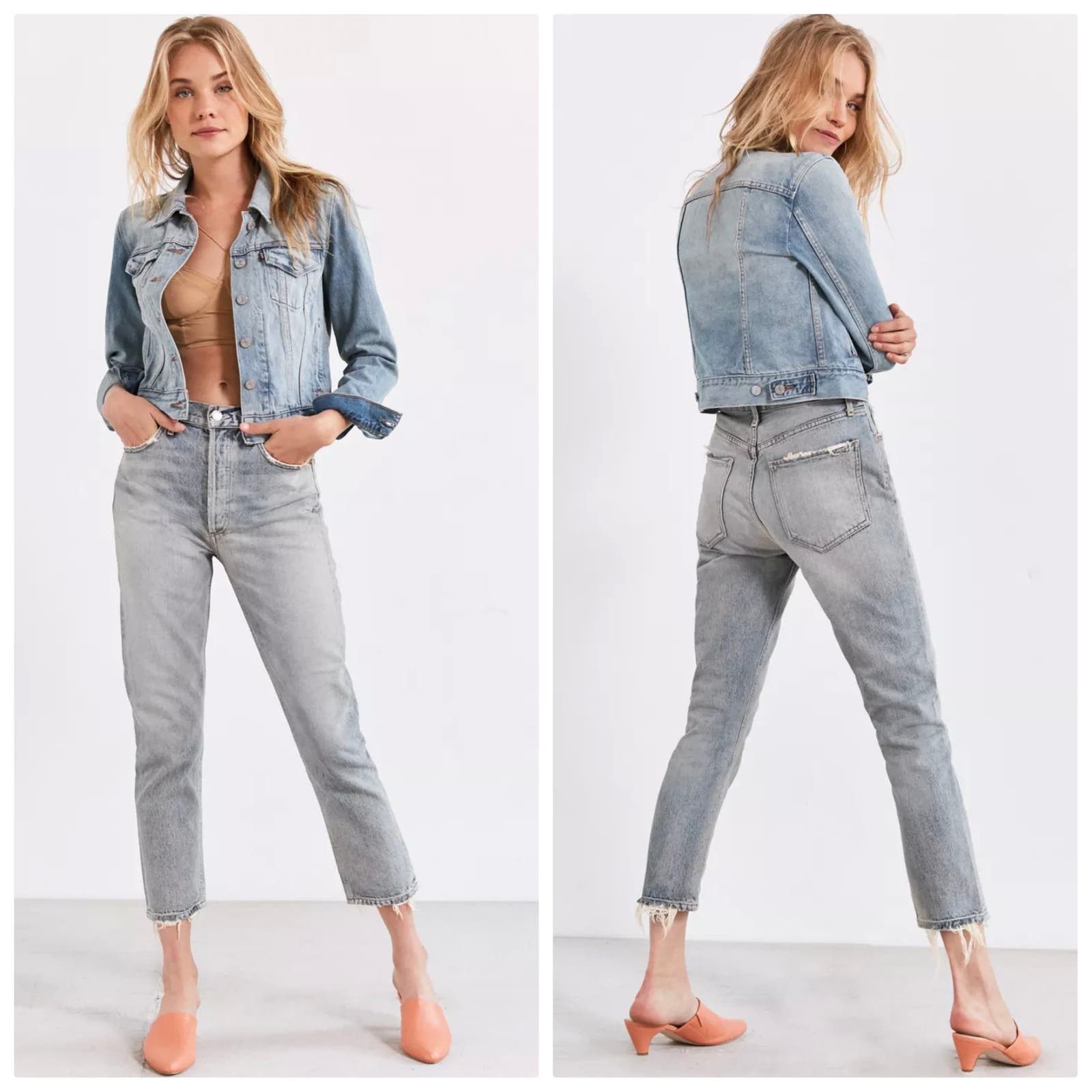 image of Agolde Riley High Rise Straight Crop Jean Vanished in Blue, Women's (Size 26)