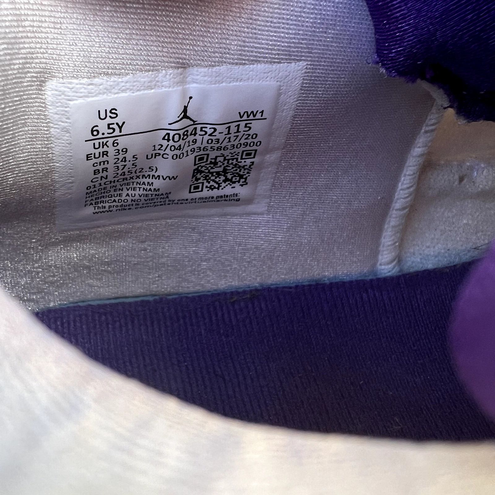 Jordan Brand × Nike Air Jordan 4 Retro GS Purple Metallic Men's Shoes - Size 6.5 Size US 6.5 / EU 39-40 - 8 Thumbnail