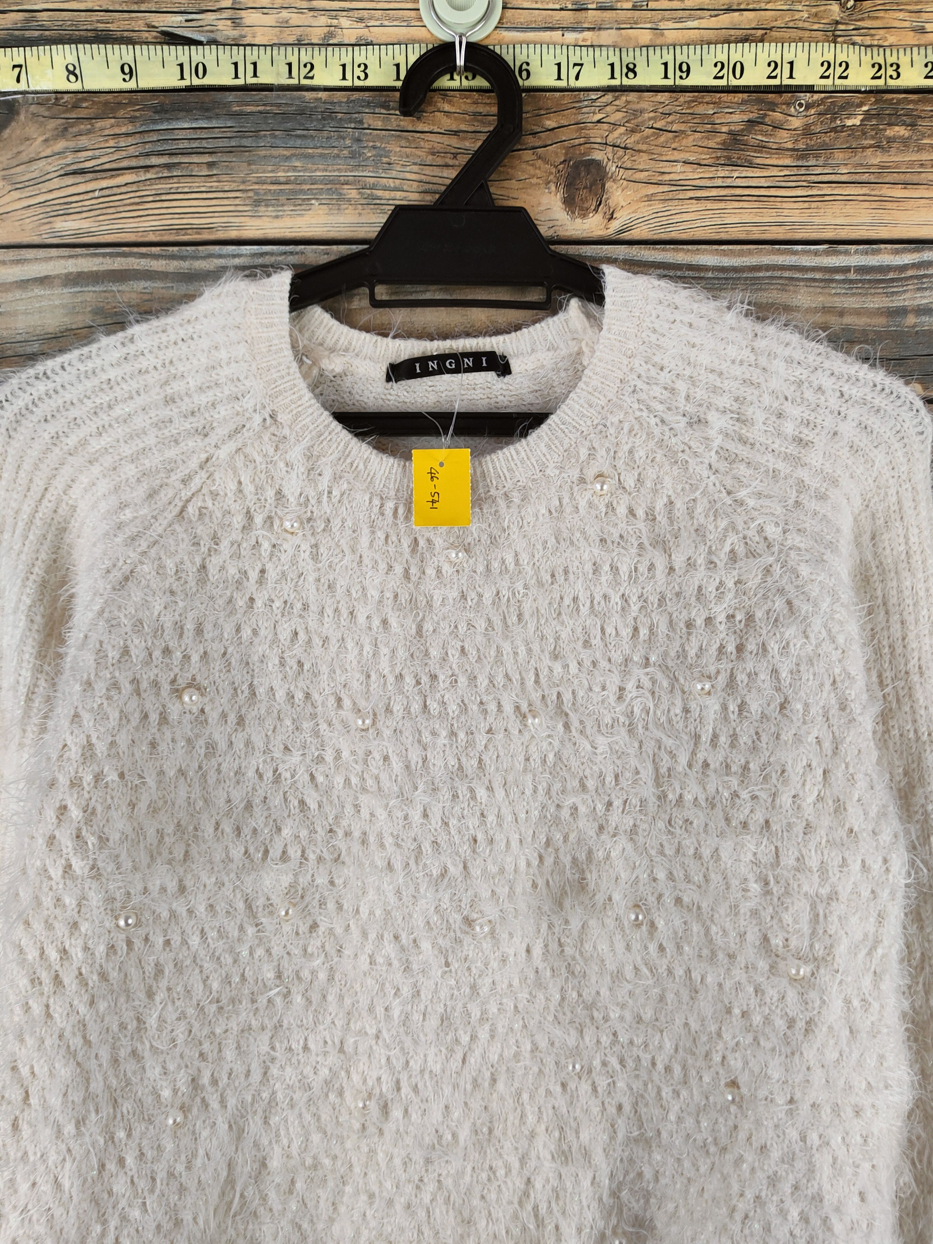Japanese Brand DL Ingni Cream Fur Mohair Knitwear #46-541 Size M / US 6-8 / IT 42-44 - 2 Thumbnail