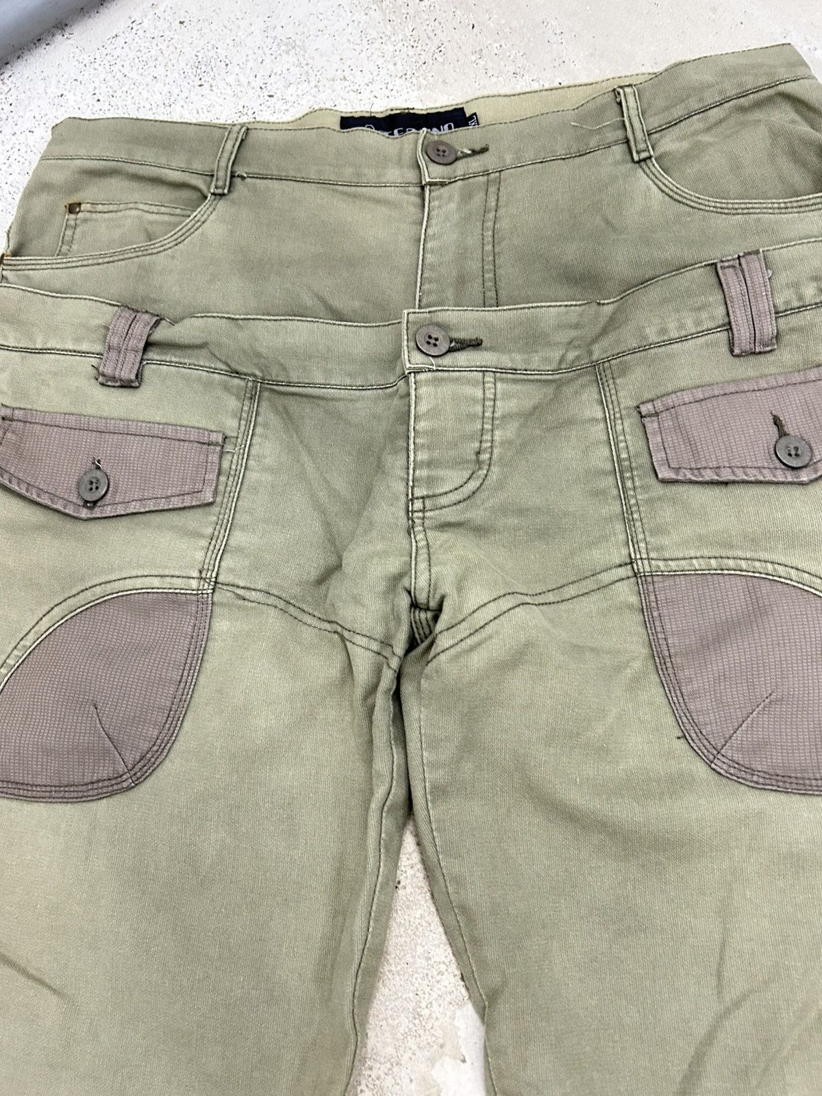 20471120 × GOSTAR DE FUGA × Japanese Brand Techno Japan Double Waist Baggy Cargo Parachute Faded Green Size US 35 - 7 Thumbnail