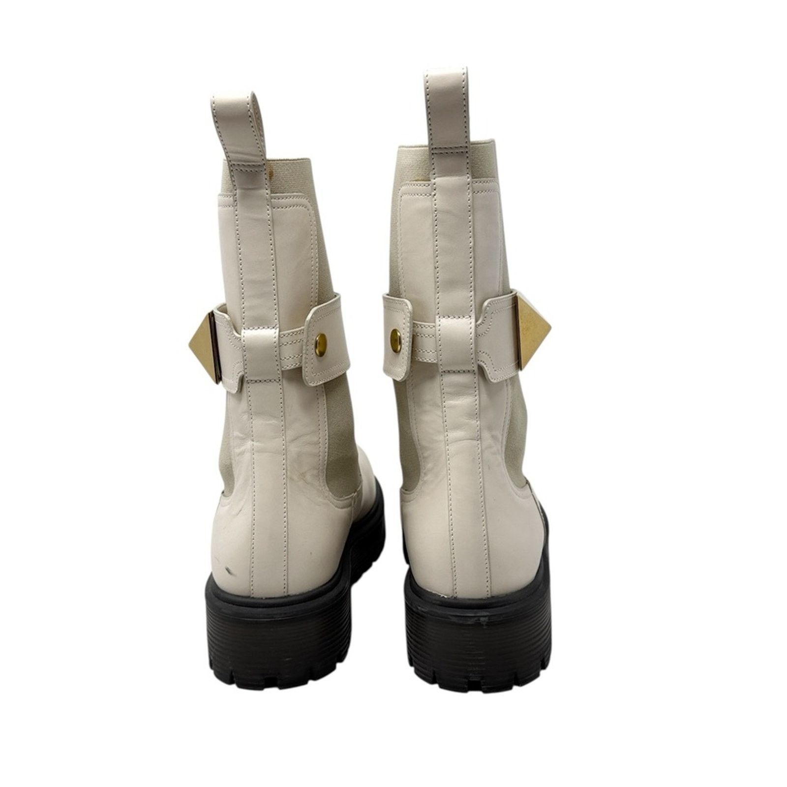 Valentino Valentino Garavani Beatle One Stud Cream Leather Boots 37.5 Size US 7.5 / IT 37.5 - 8 Thumbnail