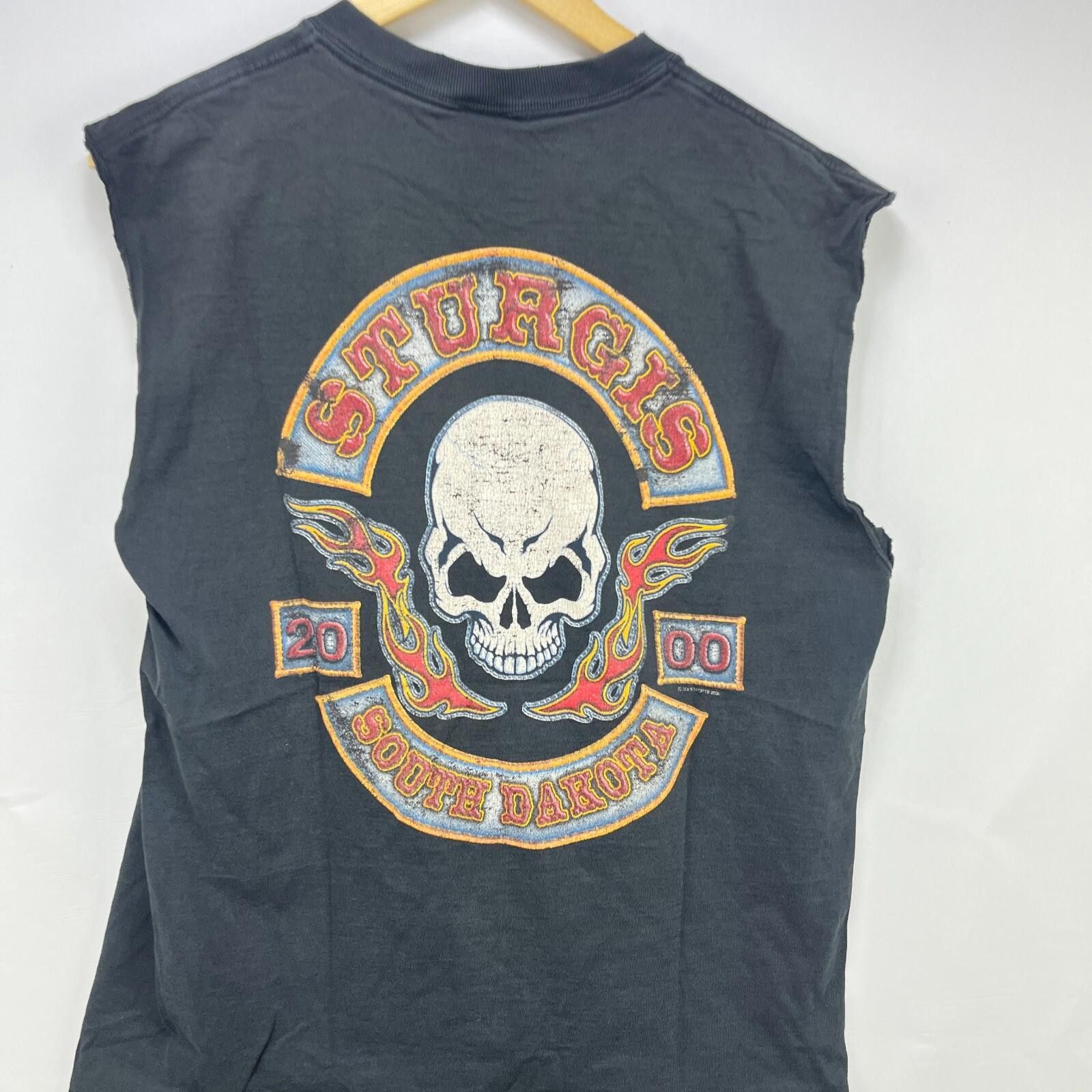 Other Vintage 2000 Sturgis Faded Biker Skull Flames T Shirt Large Size US L / EU 52-54 / 3 - 2 Thumbnail
