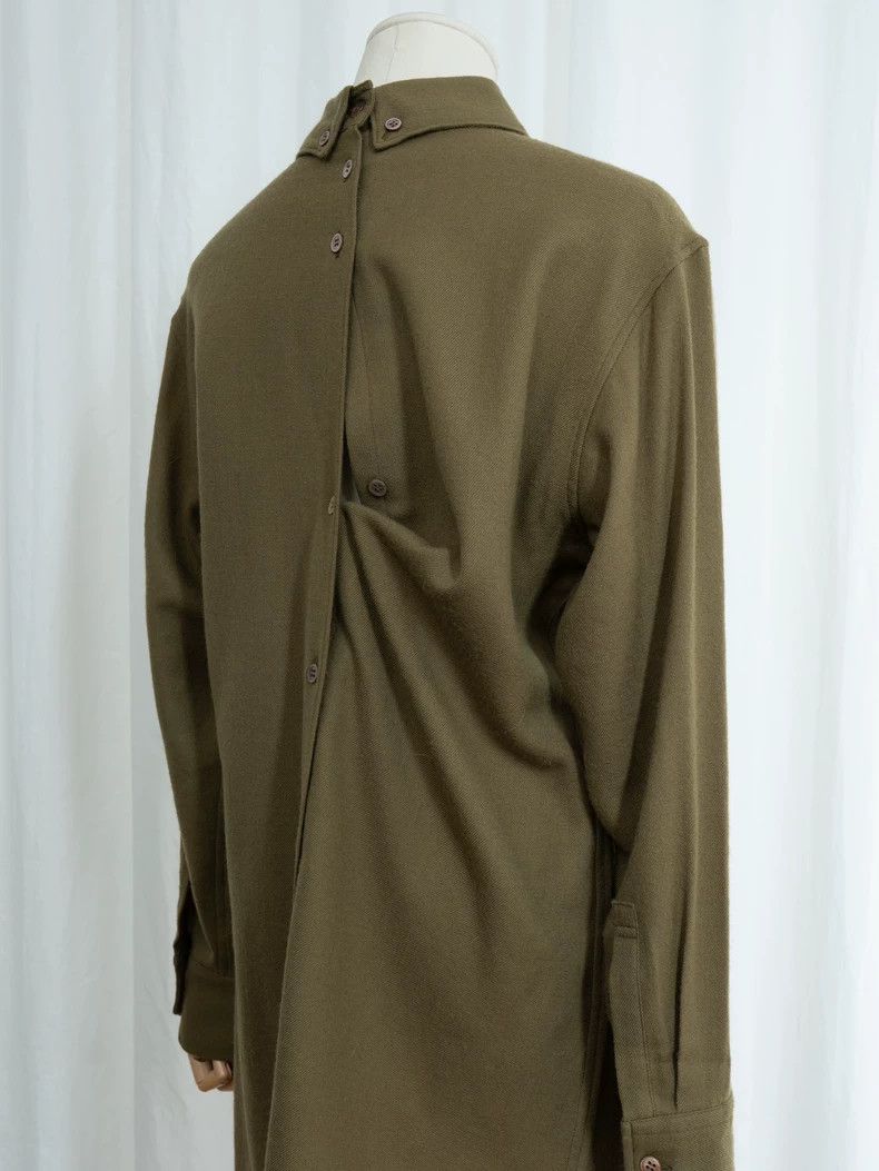 Yohji Yamamoto Yohji Yamamoto Olive Green Reversible Wool Long Sleeve Shir Size US L / EU 52-54 / 3 - 2 Thumbnail