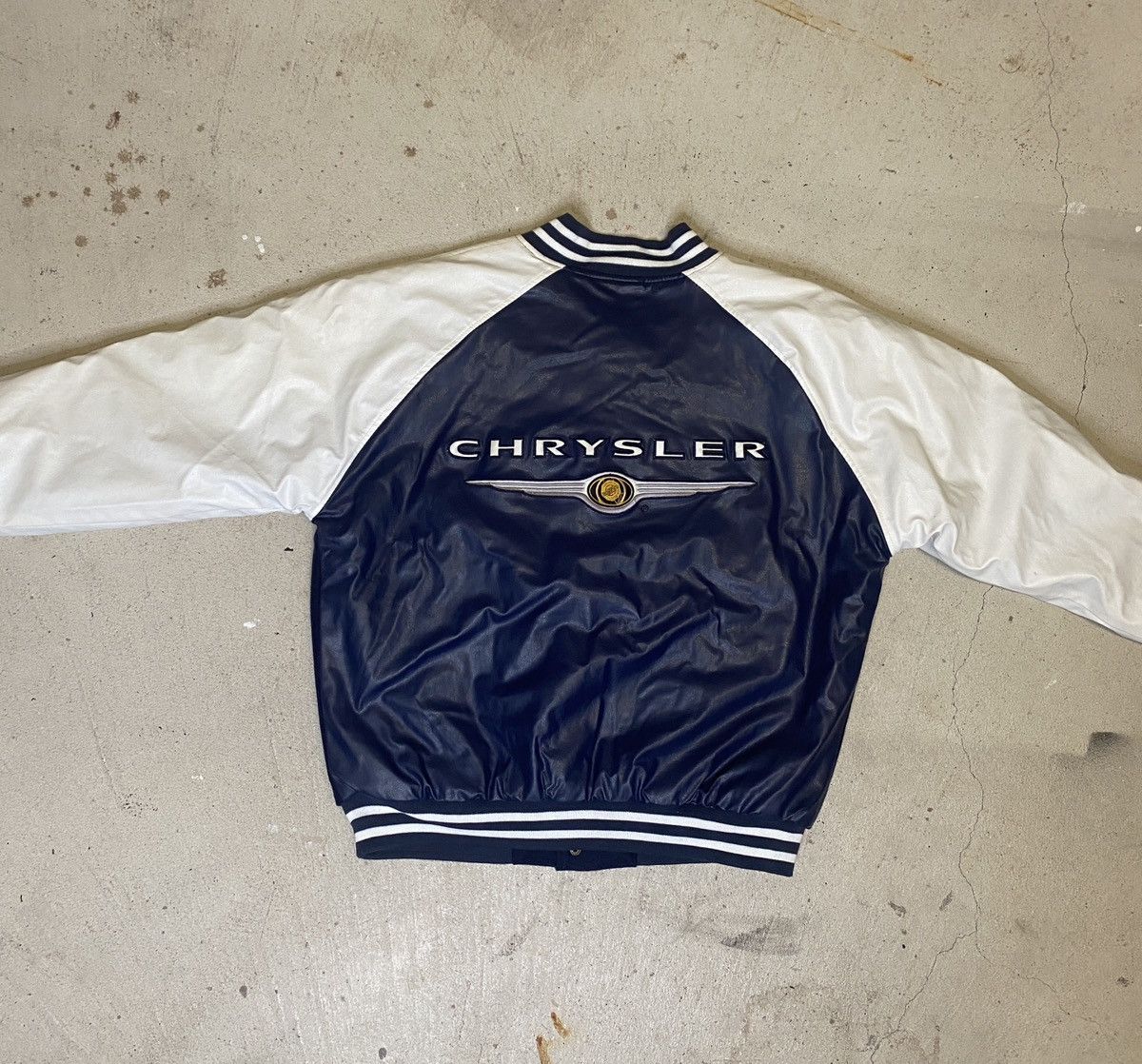 Chrysler × Vintage Y2K Chrysler racing varsity Bomber navy and white jacket Size US M / EU 48-50 / 2 - 4 Thumbnail