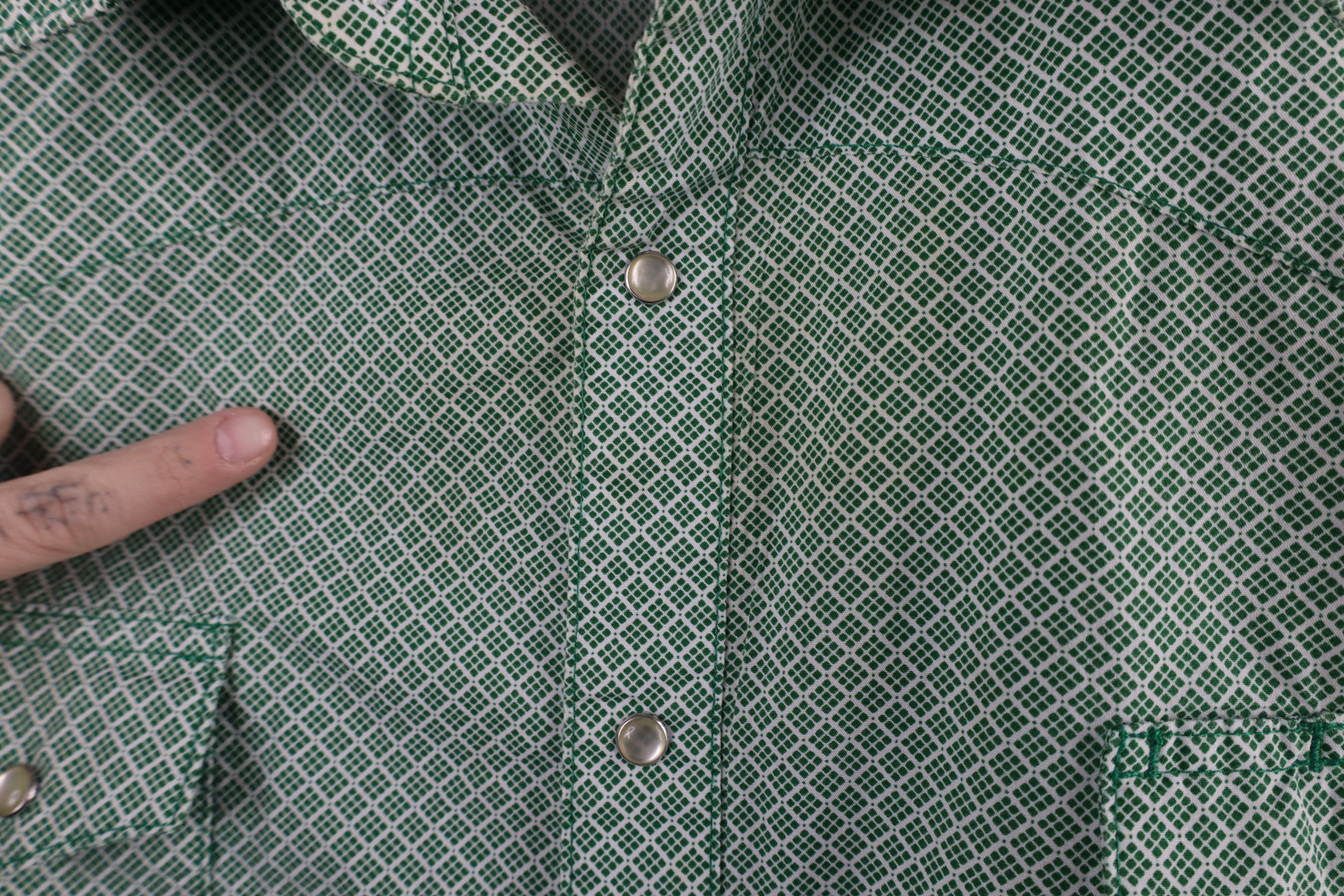Vintage × Wrangler Vintage Wrangler Geometric Western Snap Button Shirt Green Size US XXL / EU 58 / 5 - 4 Thumbnail