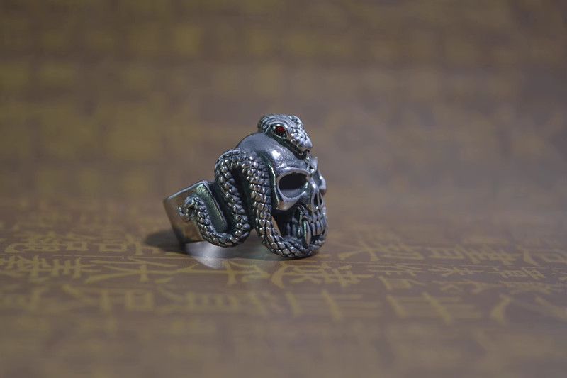Other Snake Design Jewelry Rings Open Size Chrome Ring (Size 7-13) Size ONE SIZE - 3 Thumbnail