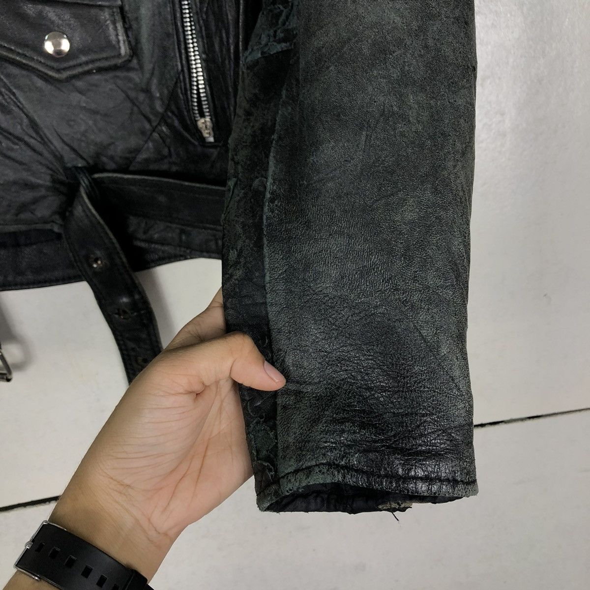 Toyo Enterprises 🔥VINTAGE LEATHER BIKER JACKET DOUBLE BREAST Size US S / EU 44-46 / 1 - 16 Thumbnail
