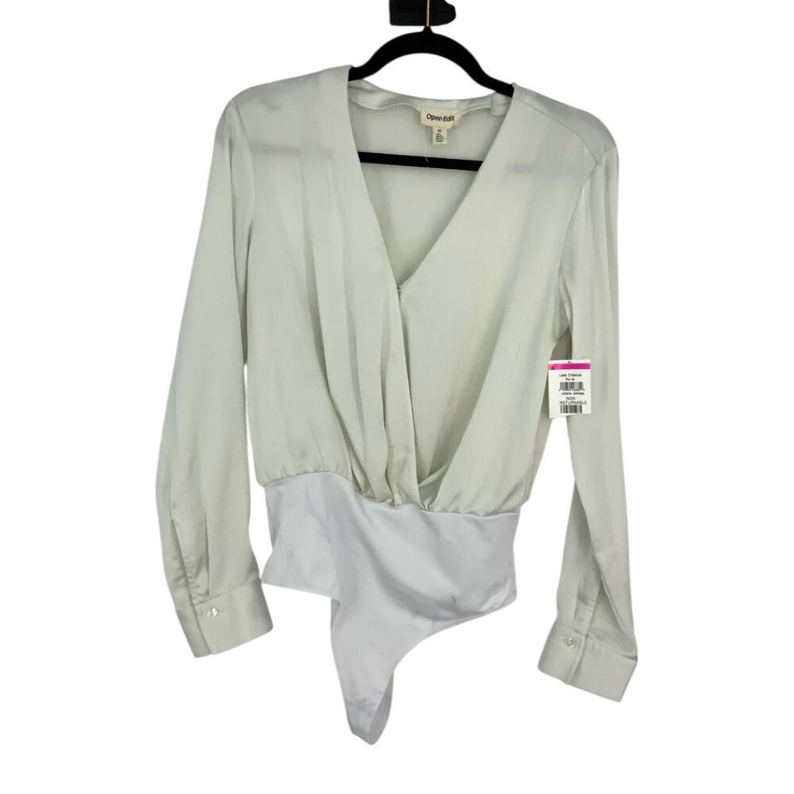 Other Open Edit Wrap Bodysuit Long Sleeve Ivory XS NWOT $59 NWOT Size XS / US 0-2 / IT 36-38 - 3 Thumbnail