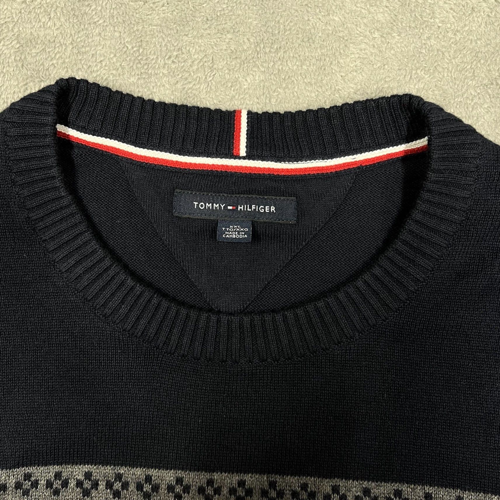 Tommy Hilfiger Tommy Hilfiger Navy Crewneck Sweatshirt Men's XXL Knit Logo Fair Isle Xmas Pullover Long Sleeve Blue Size US XXL / EU 58 / 5 - 4 Thumbnail