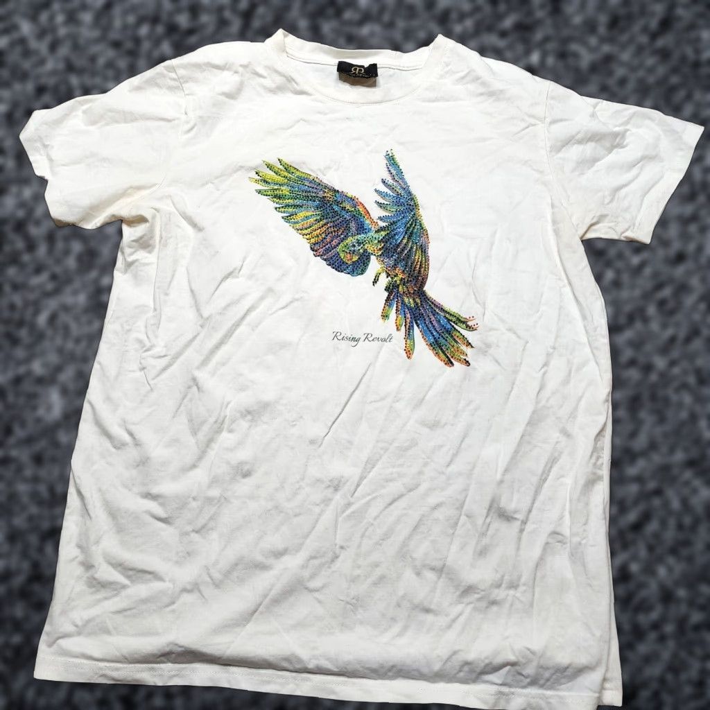 Vintage RISING REVOLT Shirt Mens L Ivory Macaw Rhinestone T Shirt Distressed Size US L / EU 52-54 / 3 - 1 Thumbnail