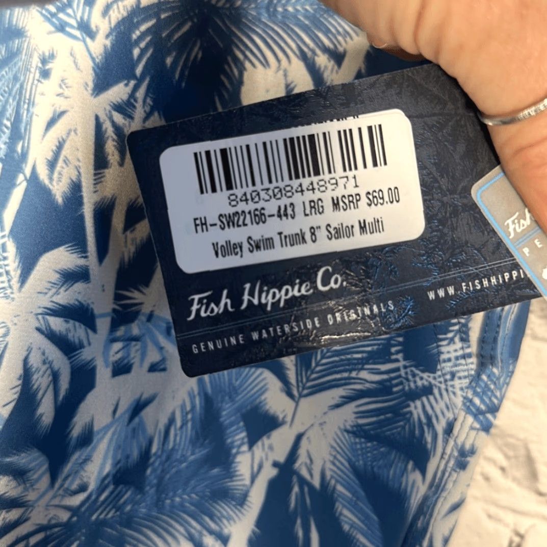 Vintage Fish Hippie Mens Volley Swim Trunks 8” Sailor Swimwear Board Shorts size L NEW Size US 33 - 4 Thumbnail