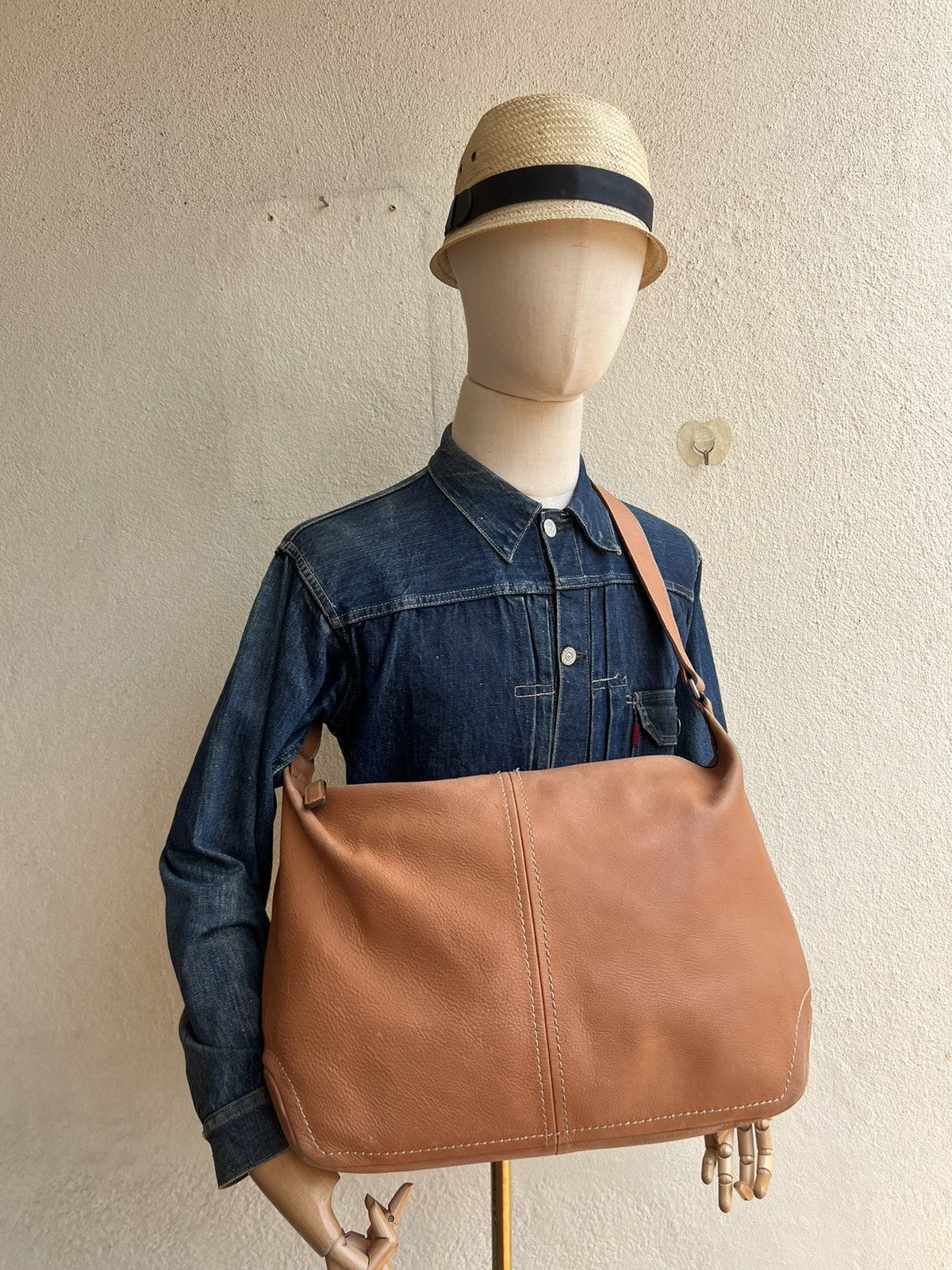 Leather Vintage Tsuchiya Kaban Distressed Muddy Patina Leather Bag Size ONE SIZE - 3 Thumbnail