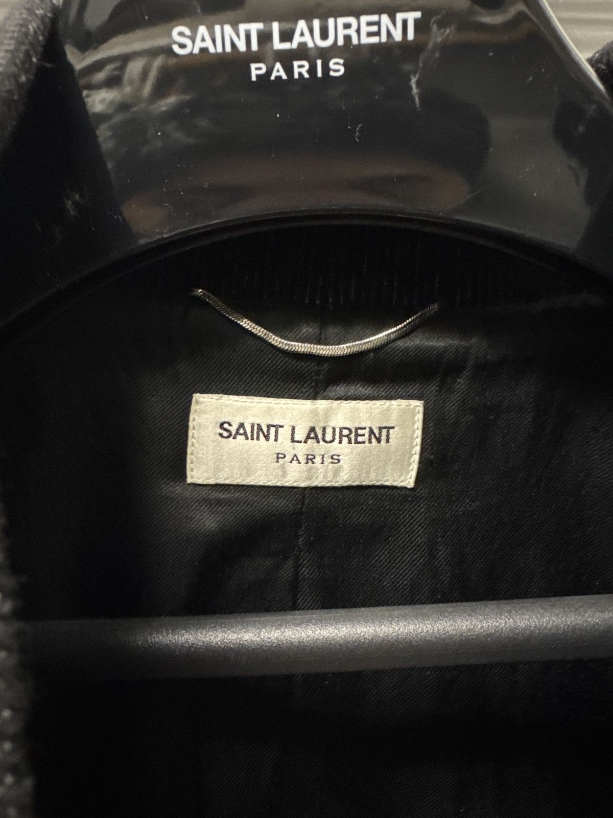 Saint Laurent Paris Saint Laurent Navy Wool Tweed Leather Stars Varsity Jacket Size US M / EU 48-50 / 2 - 4 Thumbnail