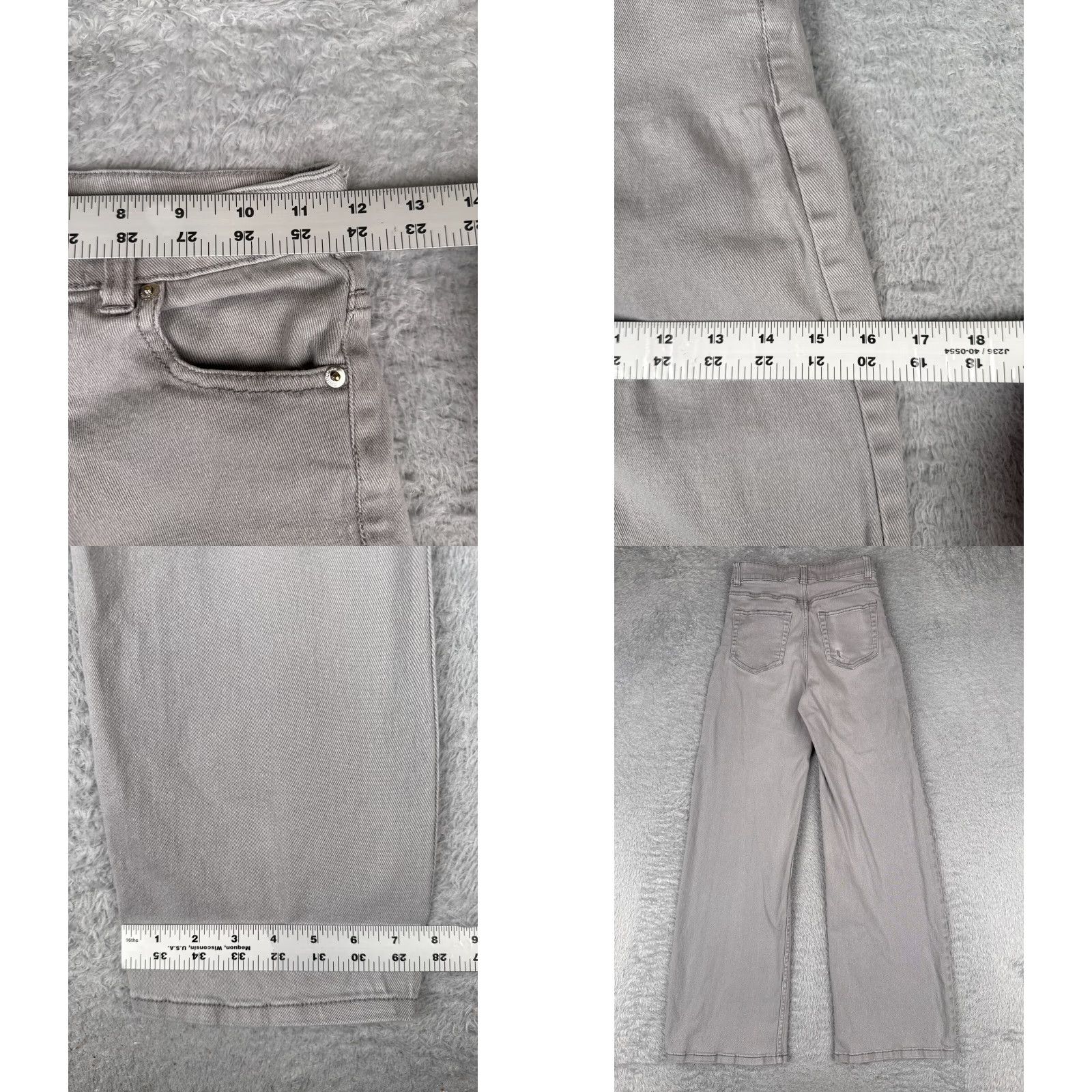 Vintage Divided Jeans Womens Gray Denim Wide Leg Mid Rise Zip Fly 24x29 Cotton Blend 2 Size 26" / US 2 / IT 38 - 9 Thumbnail