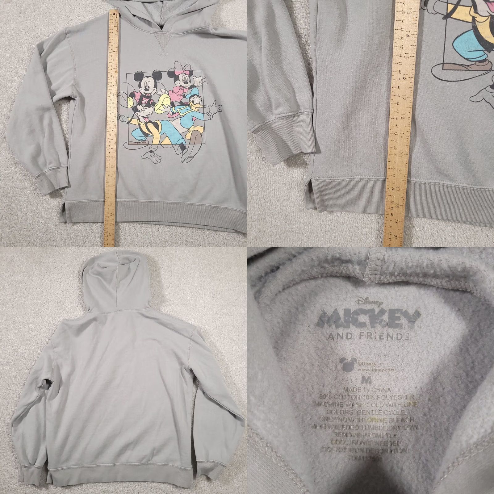 Disney Disney Mickey & Friends Hooded Fleece Sweatshirt Women’s Medium Gray Oversized Size M / US 6-8 / IT 42-44 - 8 Thumbnail