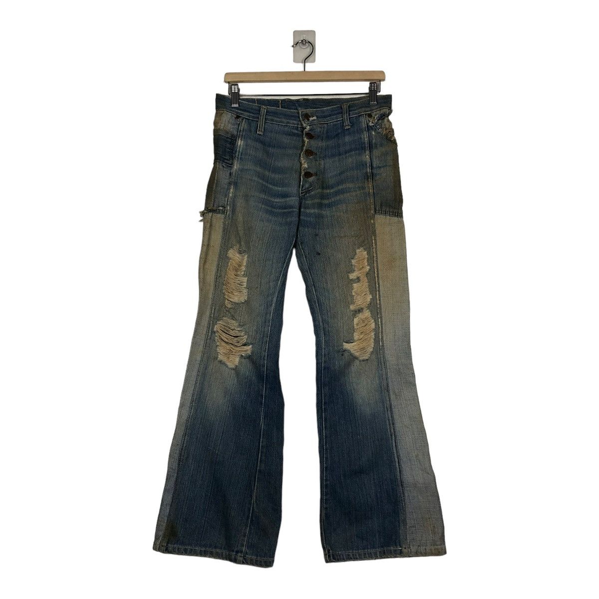 Japanese Brand 🔥VINTAGE BOWCUT FLARE DENIM PATCHWORK DESIGN ISSEY MIYAKE Size US 30 / EU 46 - 1 Thumbnail