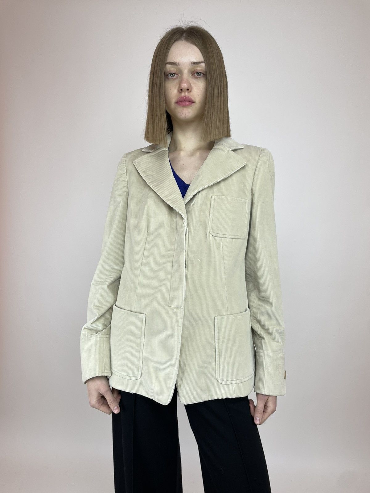 Armani Collezioni Armani Collezioni Light Brown Corduroy Blazer Jacket Italy Size L / US 10 / IT 46 - 2 Thumbnail