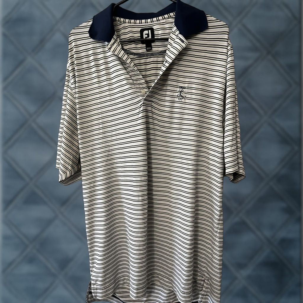 Footjoy FootJoy Polo Mens M White Multicolor Striped Casual Sport Golf Shirt 1920 C.C Logo Mens Size US M / EU 48-50 / 2 - 1 Thumbnail