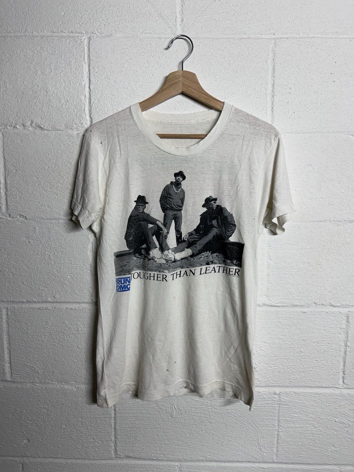 RUN DMC Vintage 1988 Run DMC Tougher Than Leather Distressed Rap Tee Size US S / EU 44-46 / 1 - 1 Thumbnail