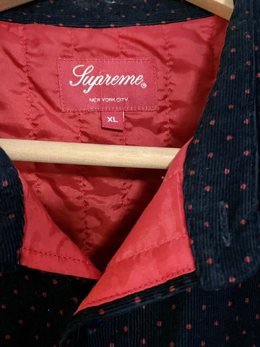 Supreme Supreme Red Polka Dot Corduroy Quilted Shirt Navy/red XL