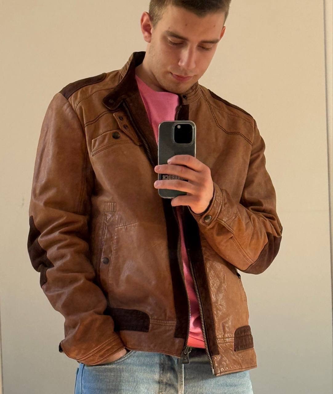 Hugo Boss Hugo Boss Orange Vintage leather jacket Size US L / EU 52-54 / 3 - 5 Thumbnail